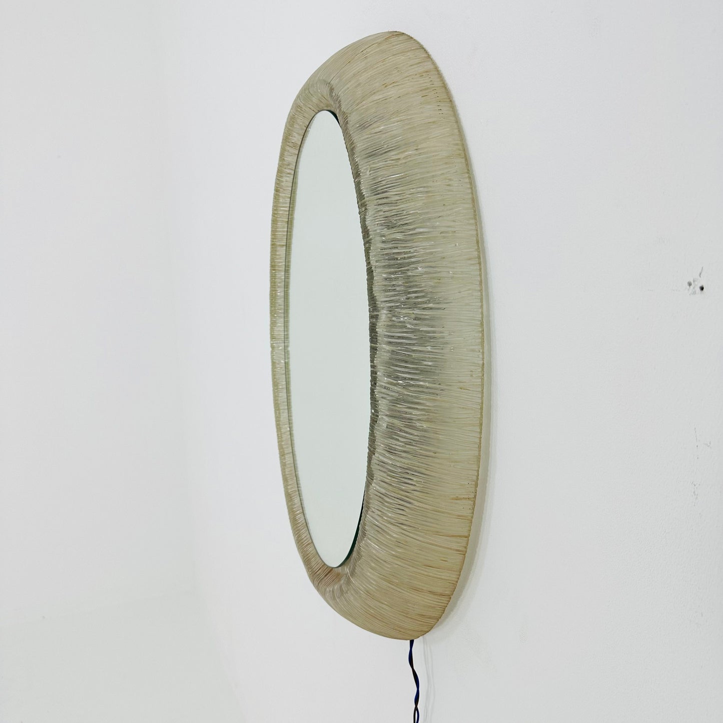 Mid century oval mirror with lighting & plexiglass edge 1960s