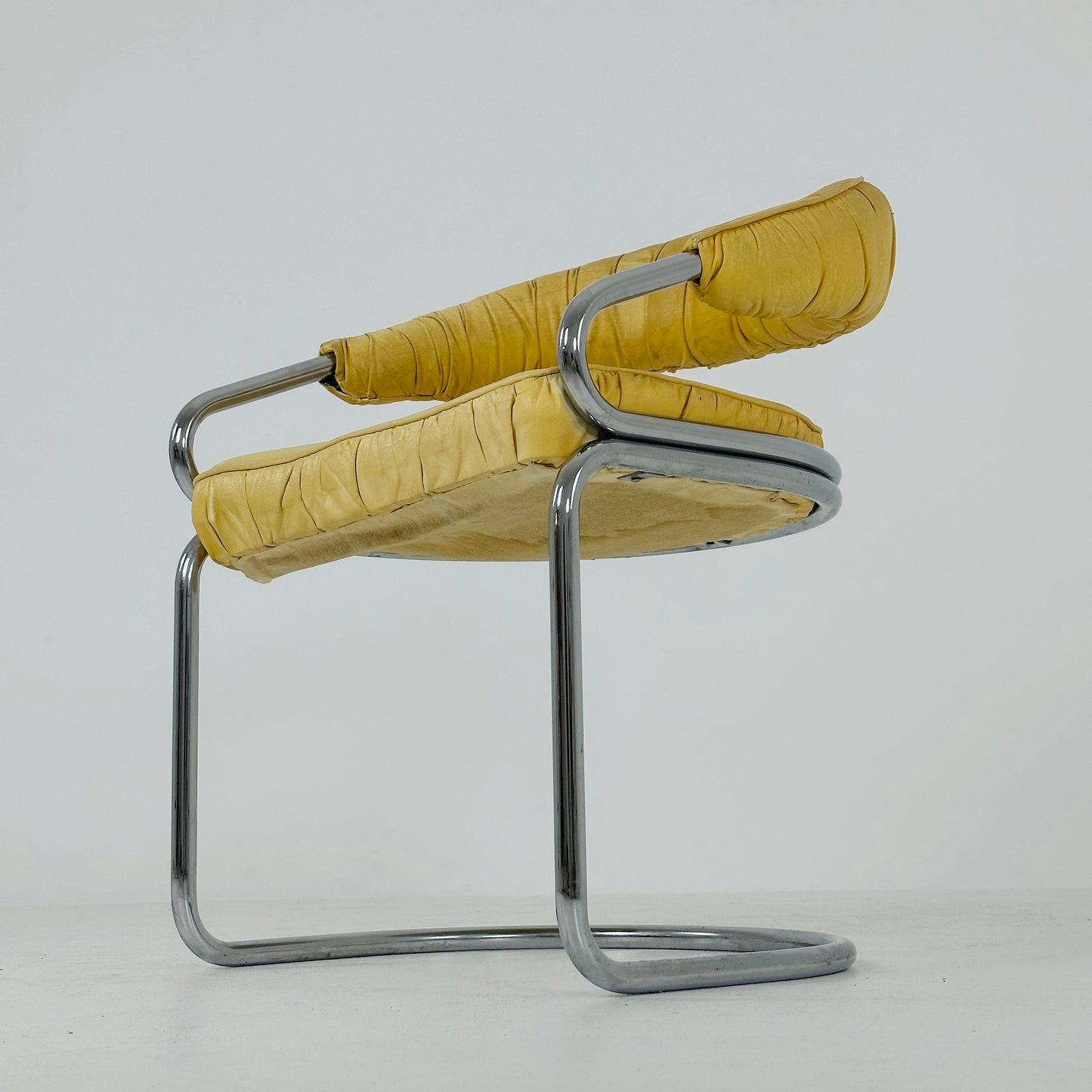 Mid century Italian Tricia Guild Series leather Steel Armchair 1970s