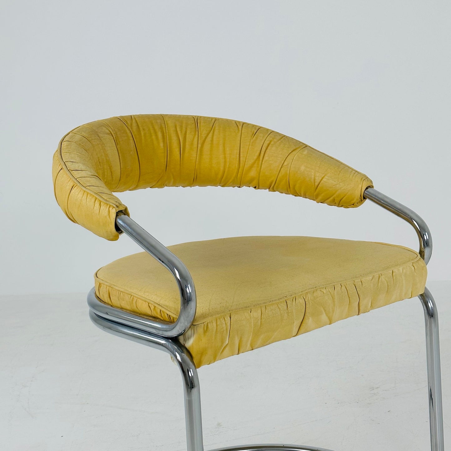 Mid century Italian Tricia Guild Series leather Steel Armchair 1970s