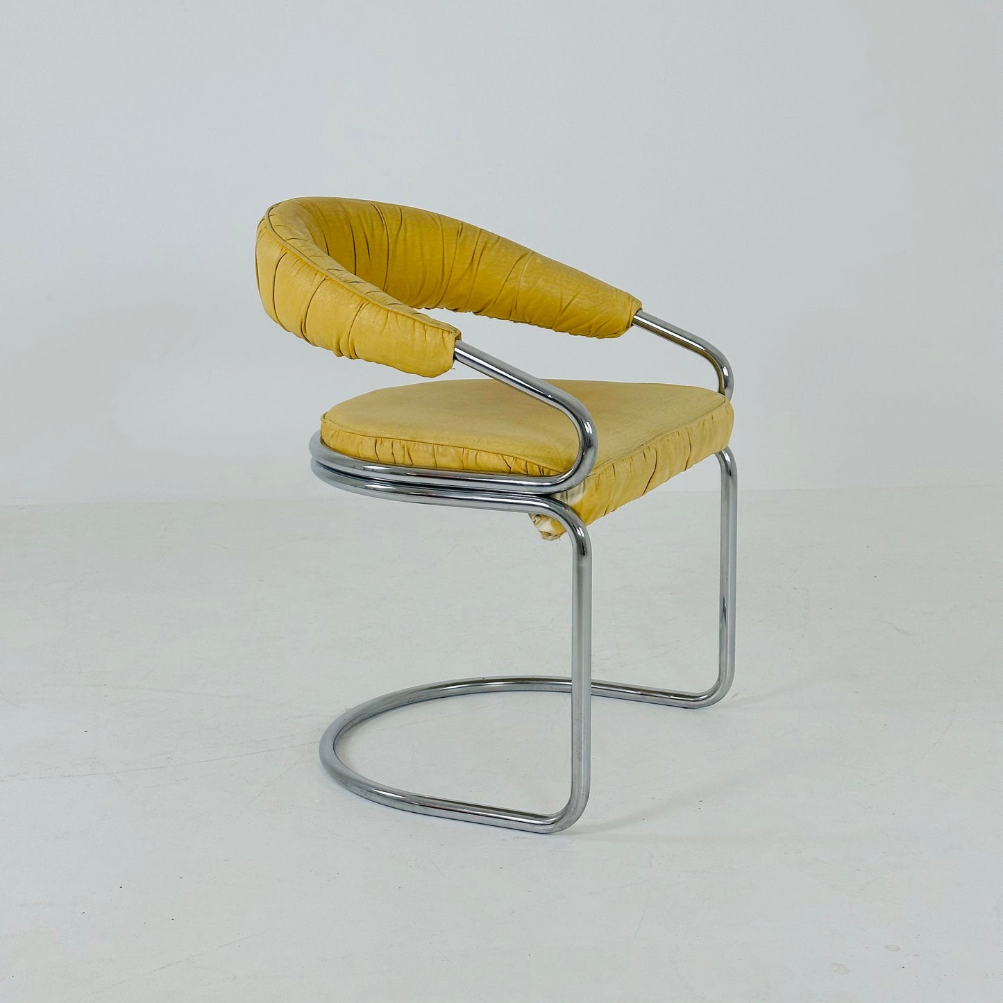 Mid century Italian Tricia Guild Series leather Steel Armchair 1970s