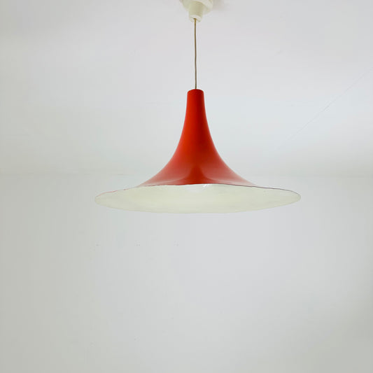Mid century Danish red semi pendant light 1960s