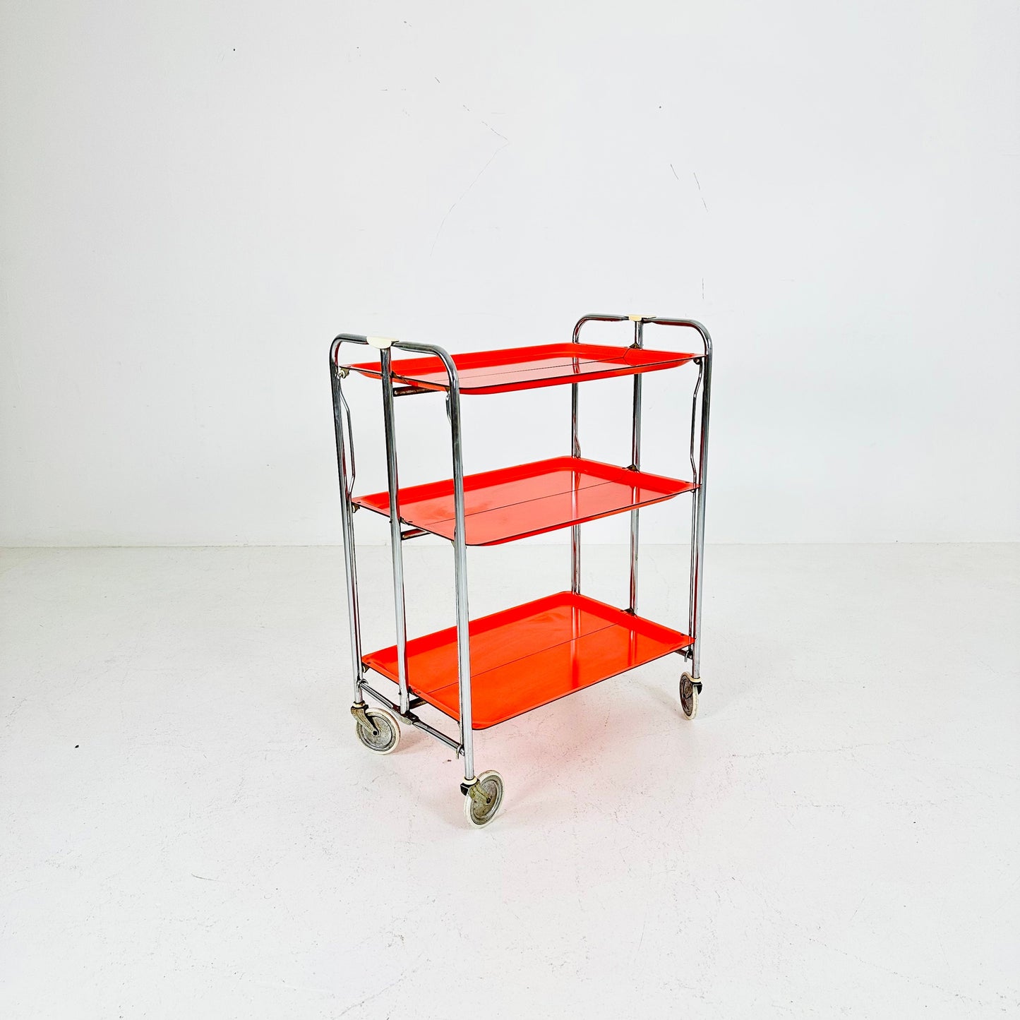 Vintage rare orange 3 floor trolley from 1970s