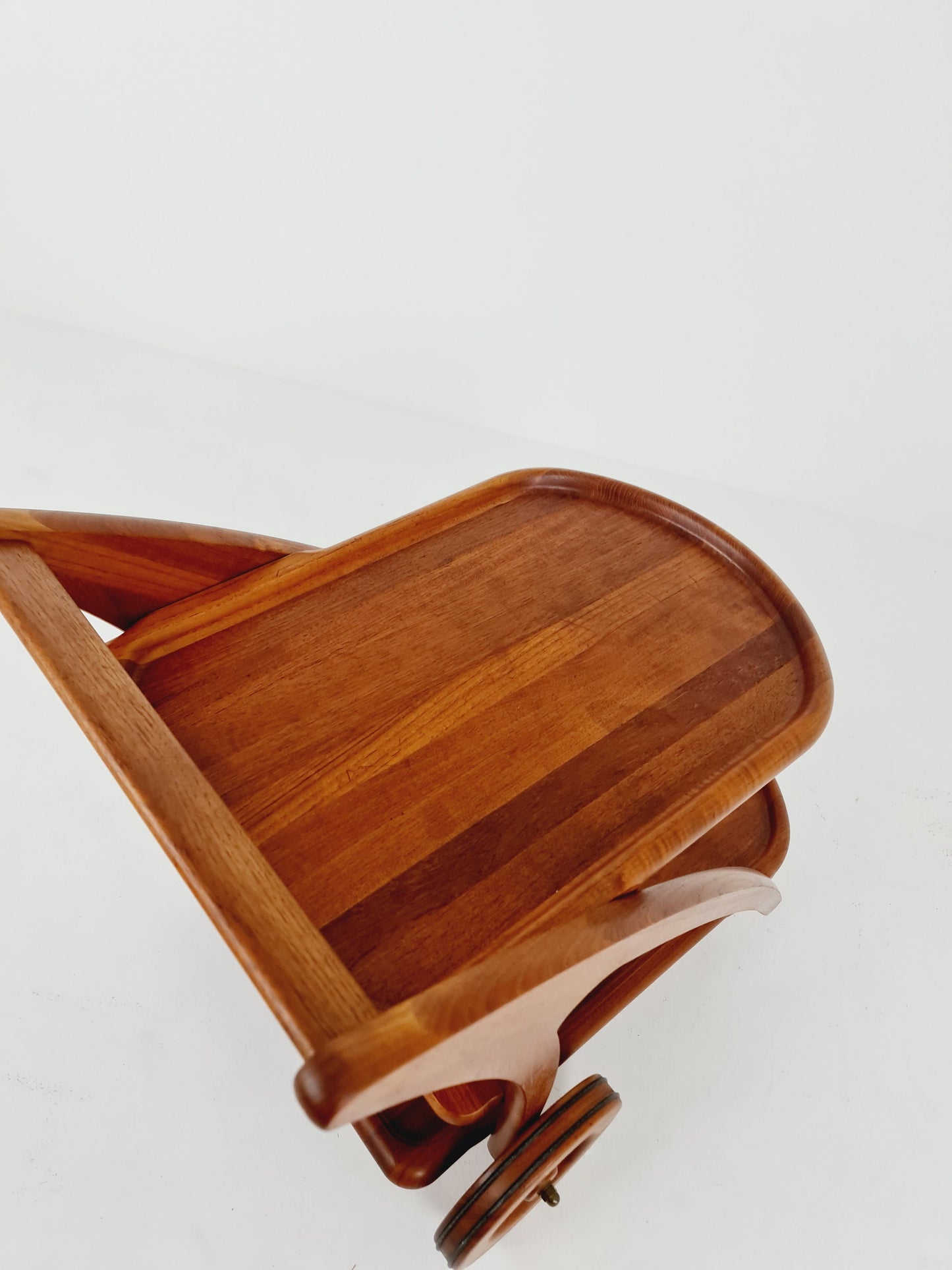 Super Rare mid century Danish trolley, bar cart in solid teak By Kjeni Merløse Denmark, 1970s