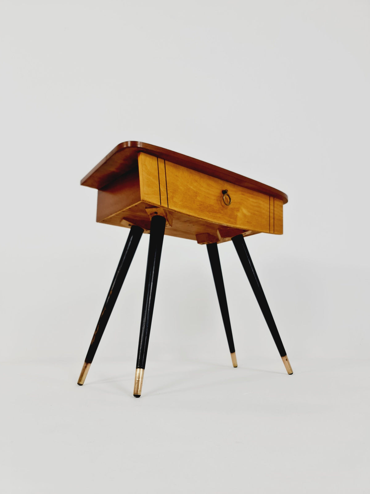 German mid-century teak and beech small sideboard /side table, 1950s