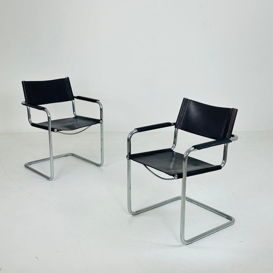 Set of 2 Bauhaus mid century Model MG5 Centro Studi chairs by Mart Stam & Marcel Breuer for Matteo Grassi, 1970s Italy