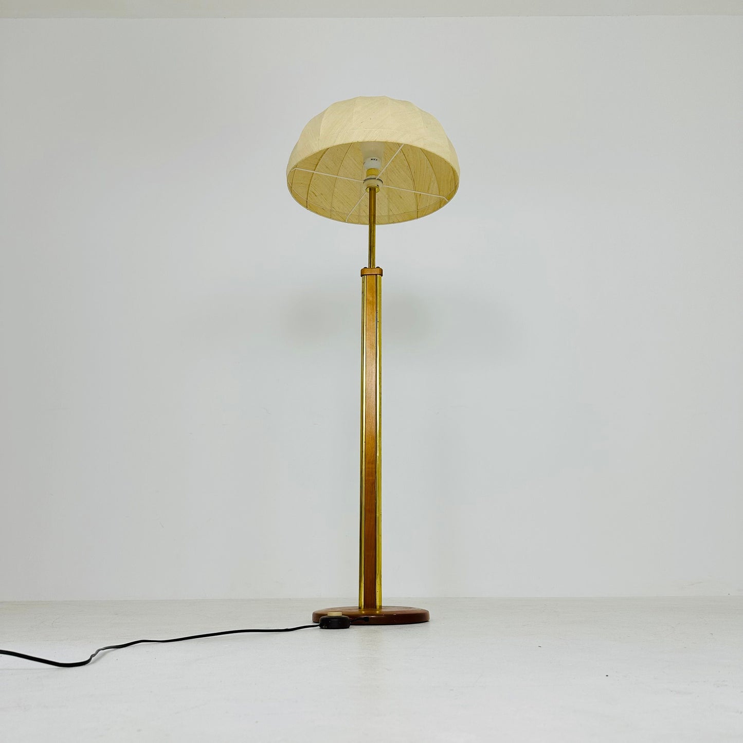 Midcentury floor lamp brass and wood Scandinavian Swedish from the 1950s