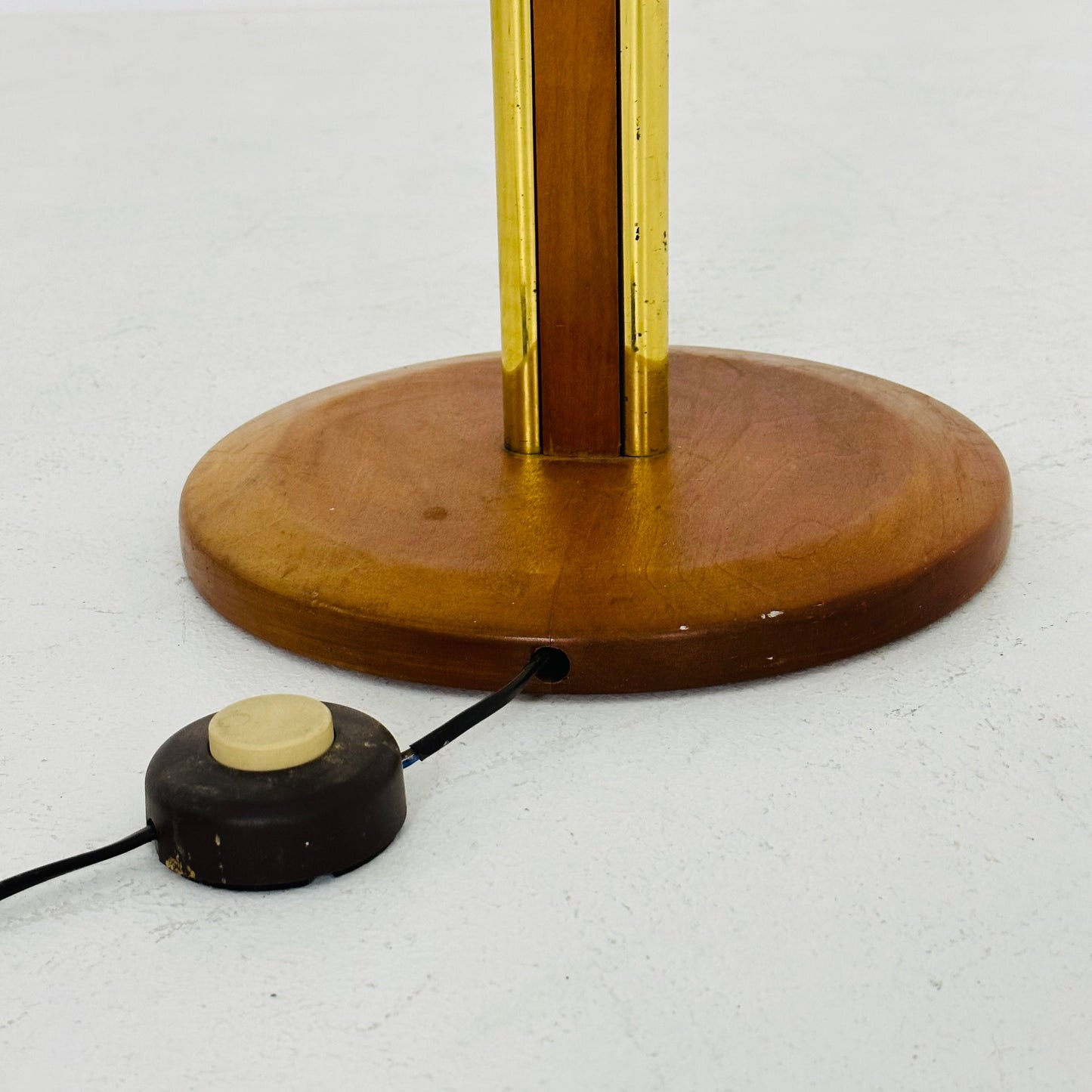 Midcentury floor lamp brass and wood Scandinavian Swedish from the 1950s