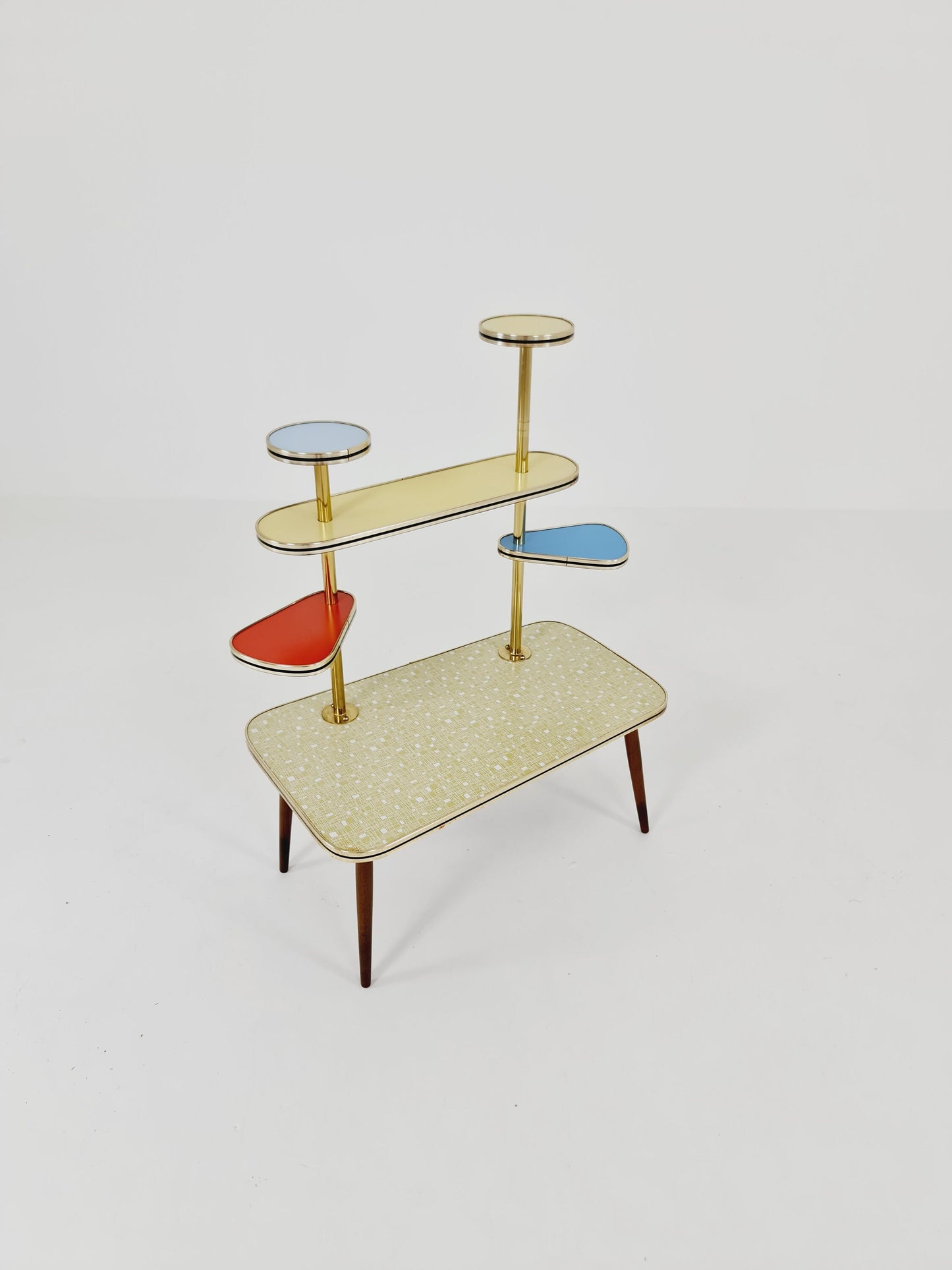 Rare Large German Plant Stand, Colorful Vintage Mid-Century Minimalist Indoor Plant Stand Side Table Retro flower table, 1950s
