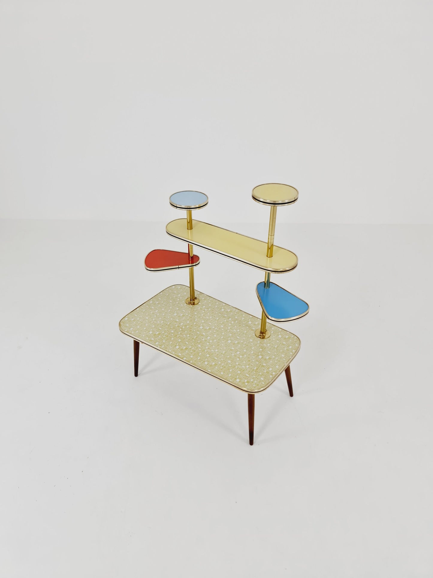 Rare Large German Plant Stand, Colorful Vintage Mid-Century Minimalist Indoor Plant Stand Side Table Retro flower table, 1950s