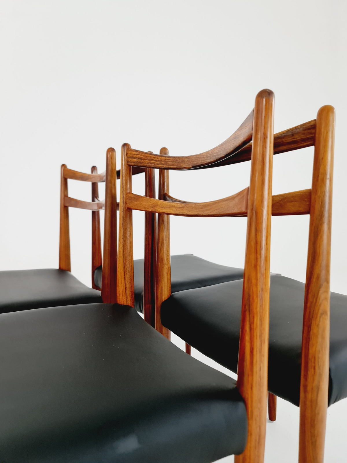 Mid Century German Rio Rosewood and leather chair by Lübke, 1960s Set of 4