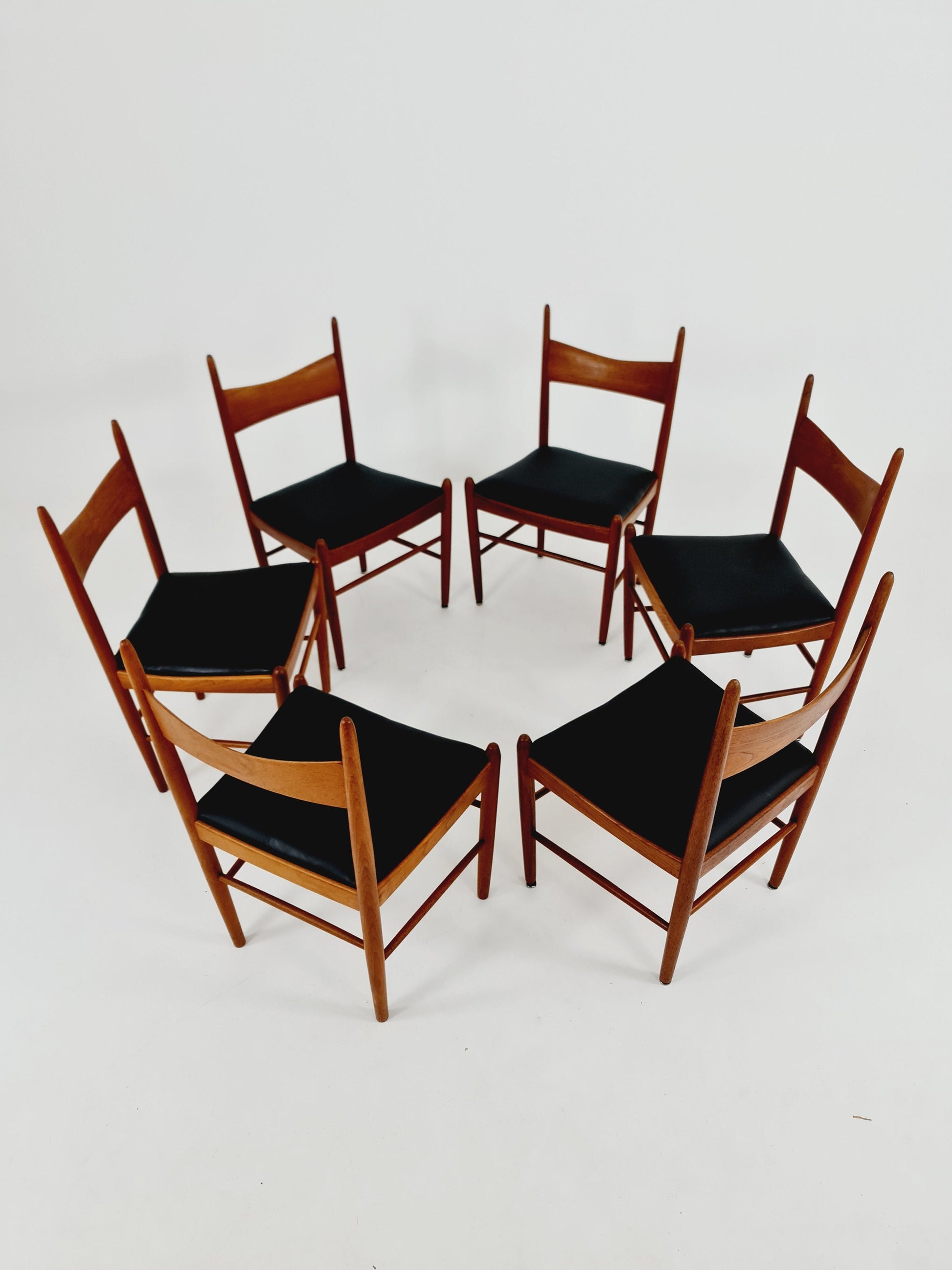 Vintage Mid Century teak dining chairs By H. vestervig Eriksen for Brdr . Trombrg 1960s, Set of 6
