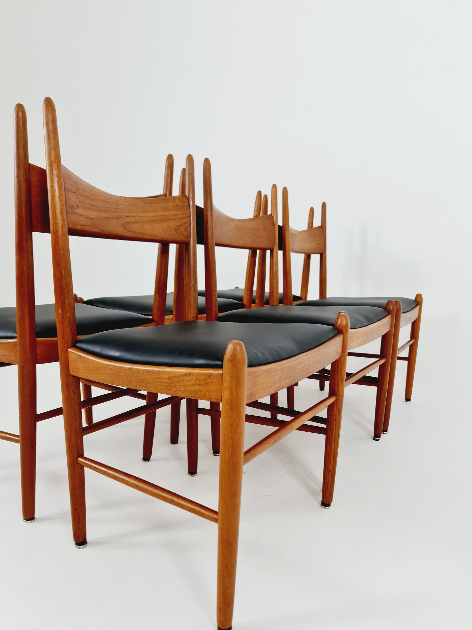 Vintage Mid Century teak dining chairs By H. vestervig Eriksen for Brdr . Trombrg 1960s, Set of 6