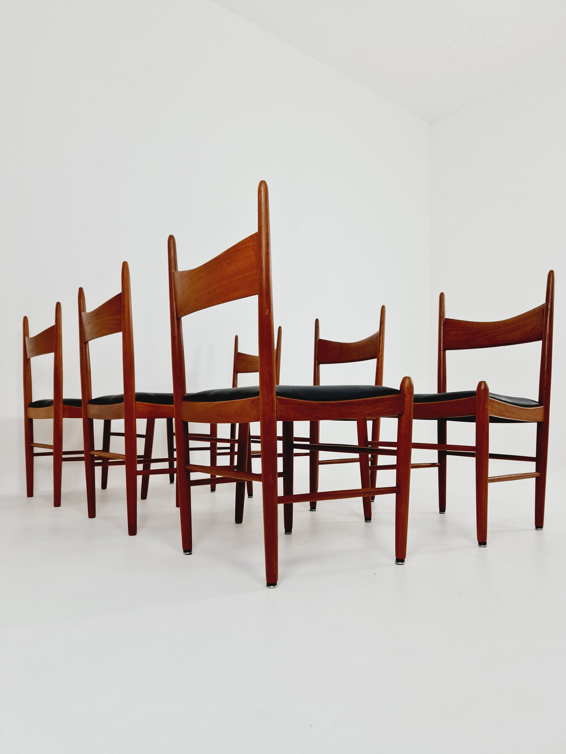 Vintage Mid Century teak dining chairs By H. vestervig Eriksen for Brdr . Trombrg 1960s, Set of 6