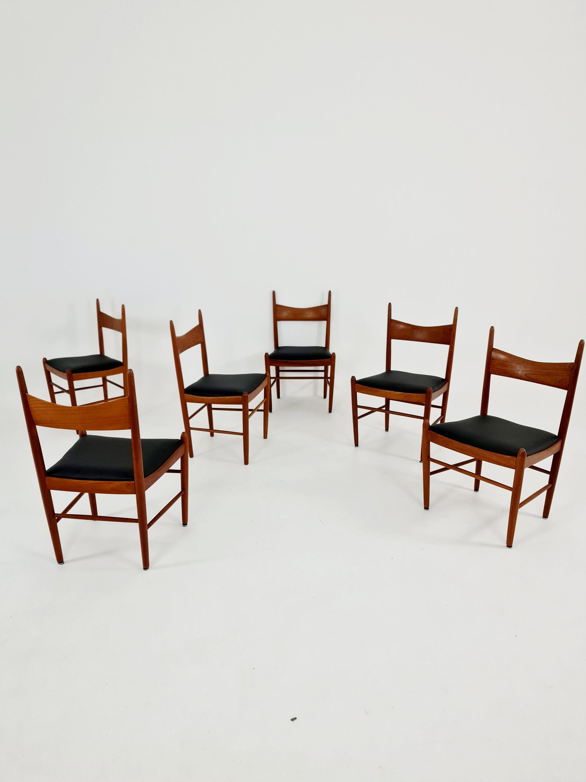 Vintage Mid Century teak dining chairs By H. vestervig Eriksen for Brdr . Trombrg 1960s, Set of 6