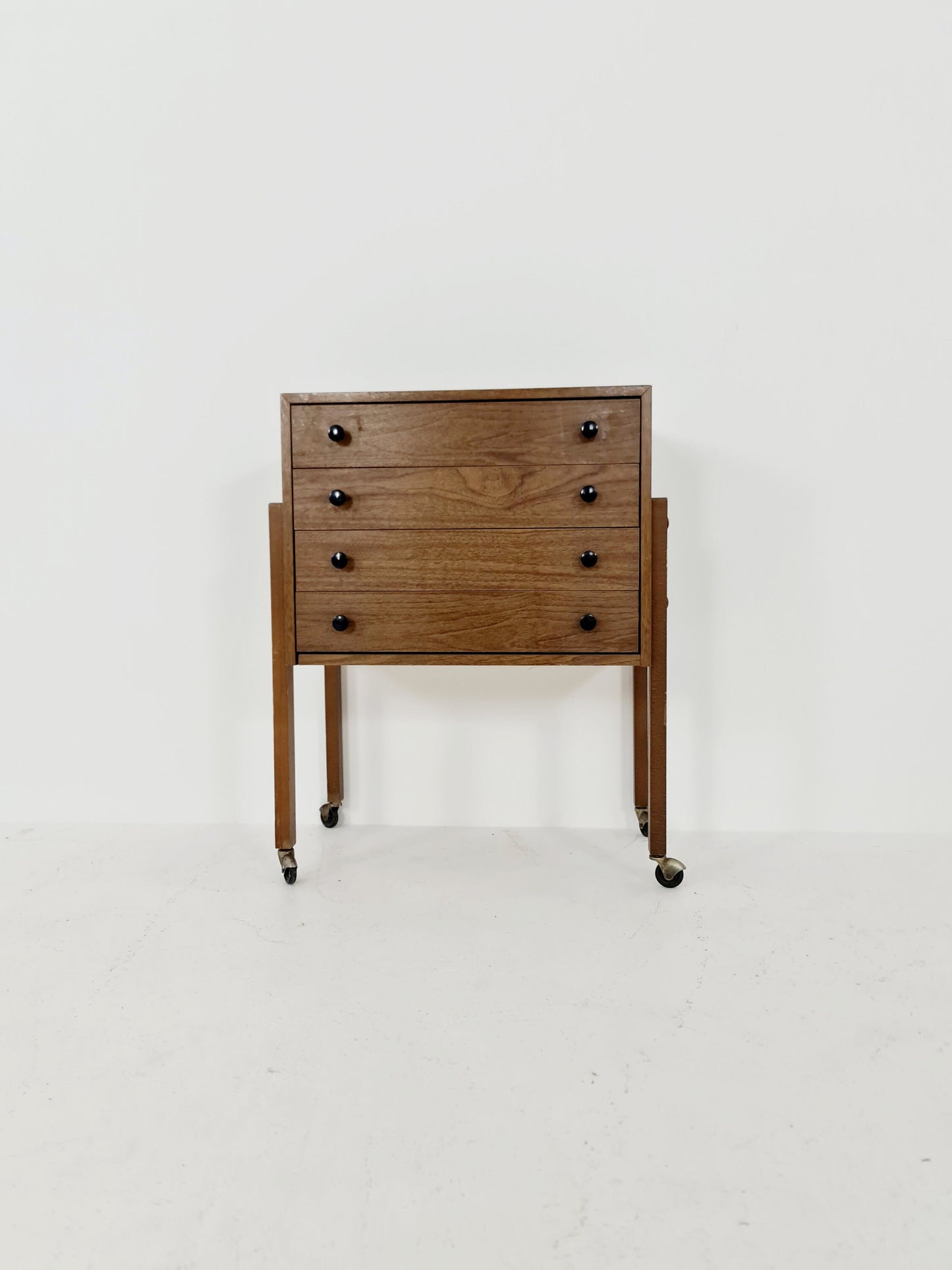 Vintage walnut sweing table/ side table cabinet, 1960s