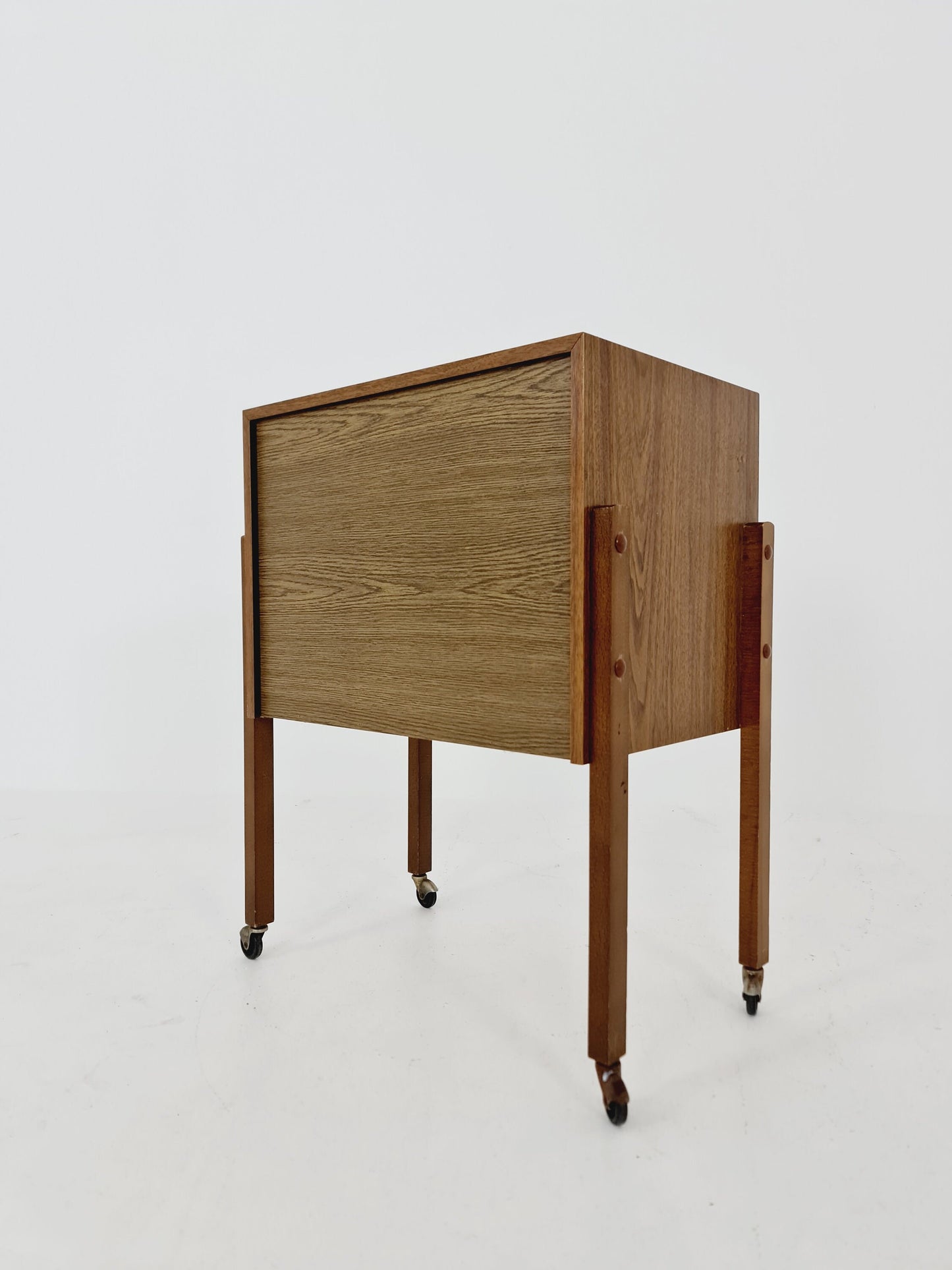 Vintage walnut sweing table/ side table cabinet, 1960s