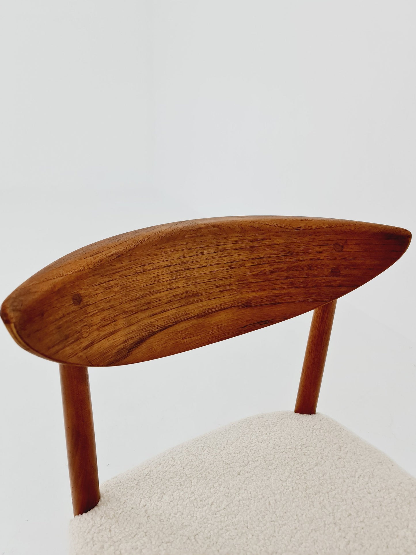 Vintage Mid Century teak +Teddy farbic dining chairs By Peter Hvidt & Orla Molgaard-Nielsen, 1960s, Set of 2