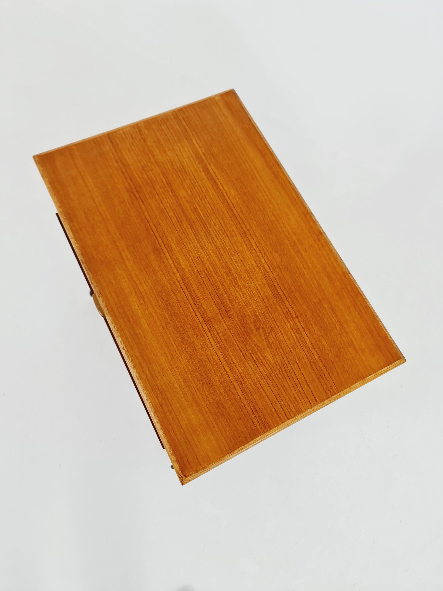 Vintage Danish teak and rattan sewing table/ side table cabinet By Ejvid A.johansson for Uitze , 1960s