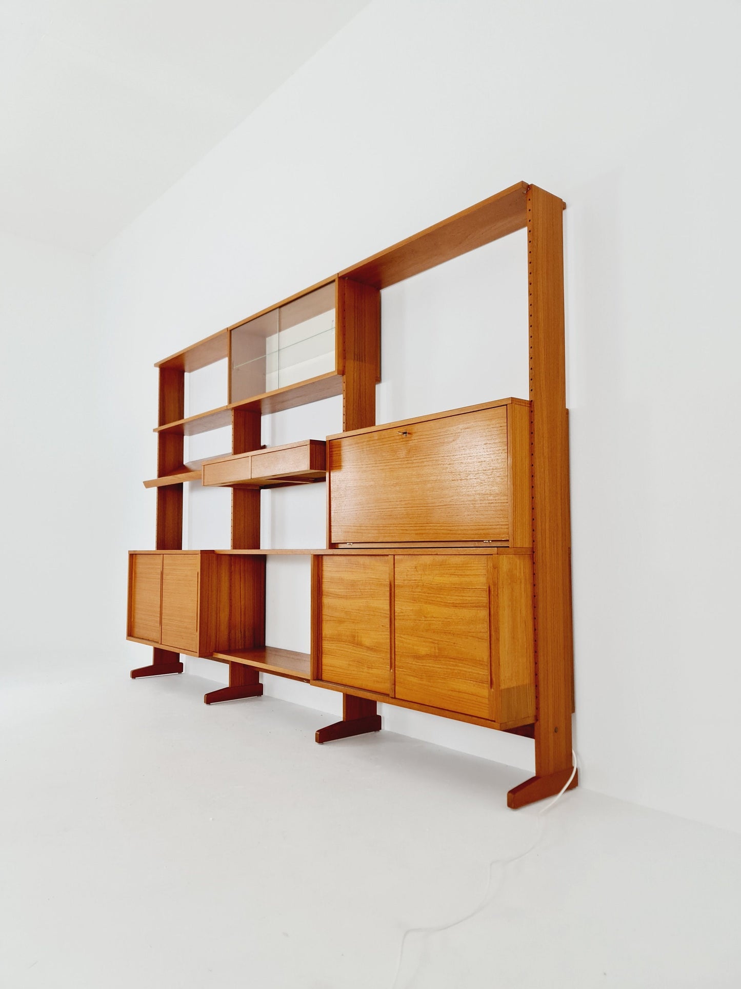 Danish teak room divider modular vintage library bookcase shelf-system by L Chr Larsen & Søn, 1960s