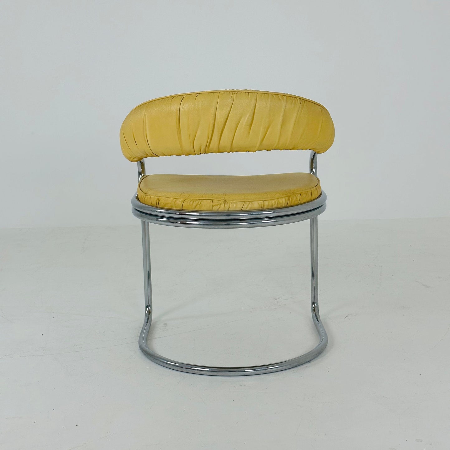 Mid century Italian Tricia Guild Series leather Steel Armchair 1970s
