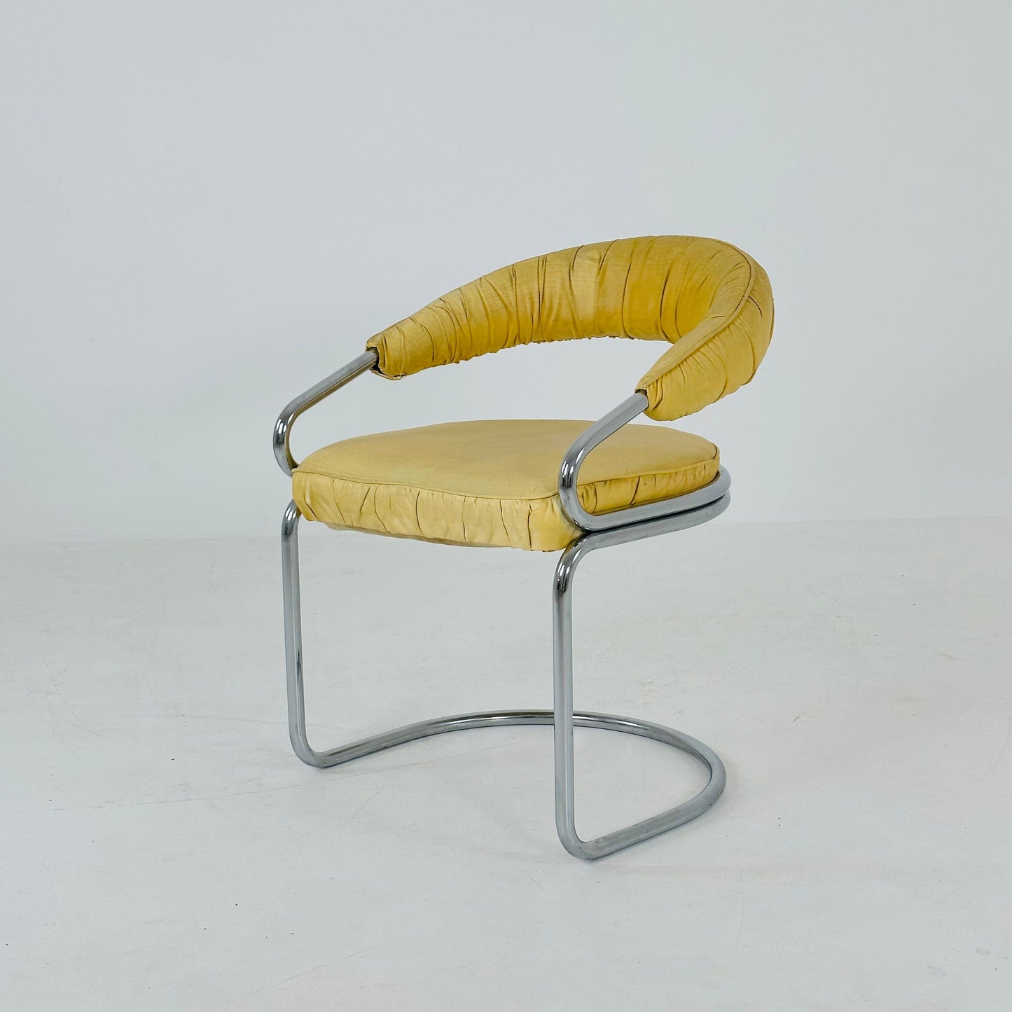 Mid century Italian Tricia Guild Series leather Steel Armchair 1970s
