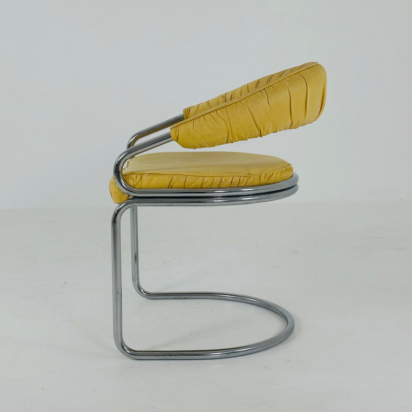 Mid century Italian Tricia Guild Series leather Steel Armchair 1970s