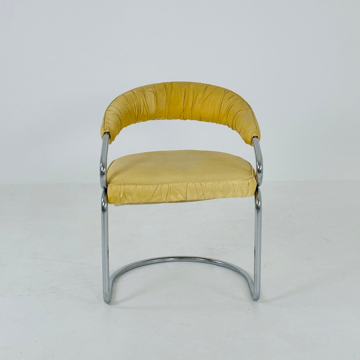 Mid century Italian Tricia Guild Series leather Steel Armchair 1970s