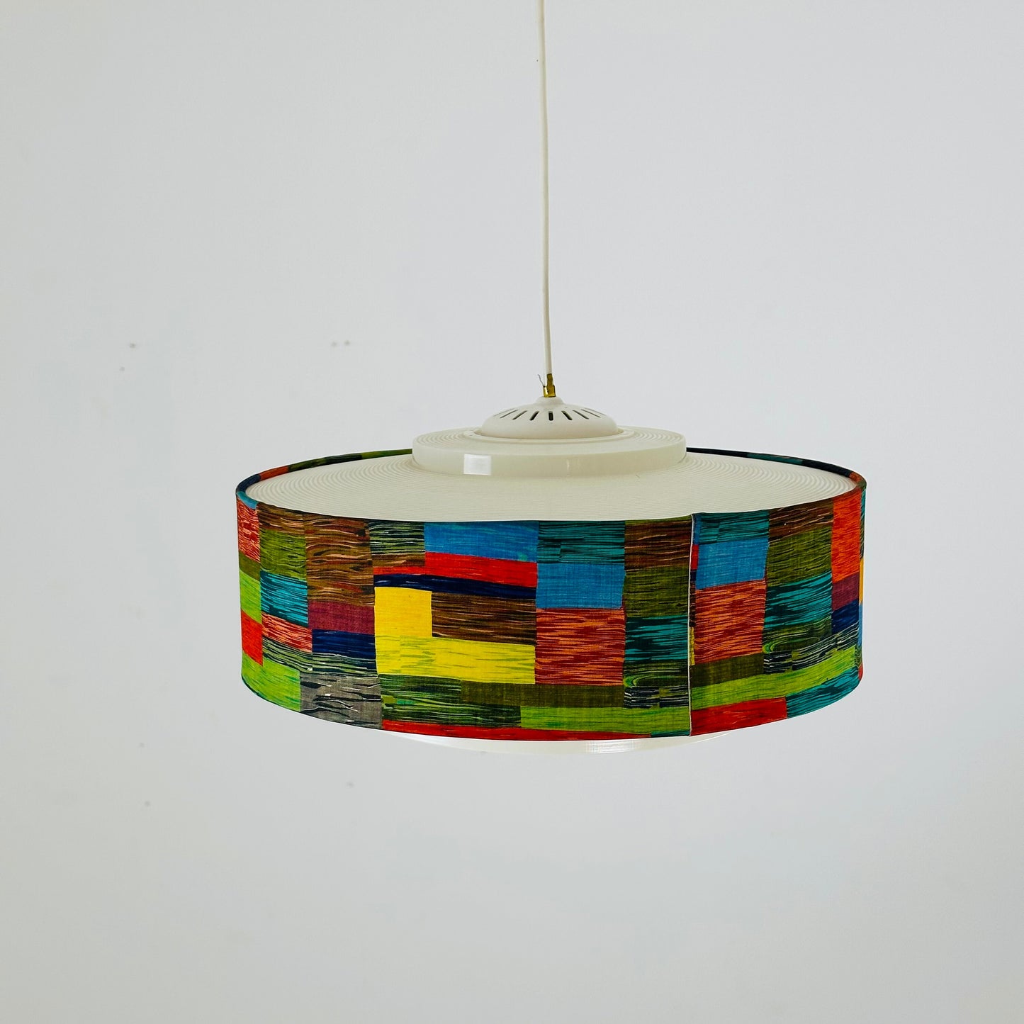 Rare Mid century colorful suspension in psychedelic fabric and plastic 1970s