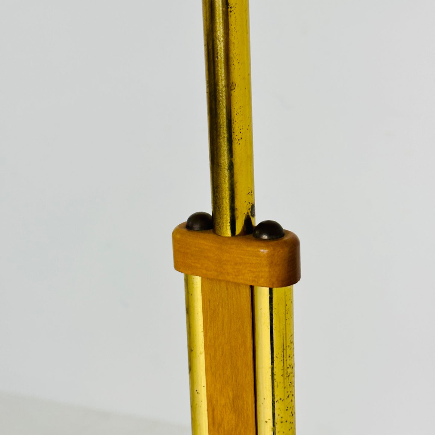 Midcentury floor lamp brass and wood Scandinavian Swedish from the 1950s