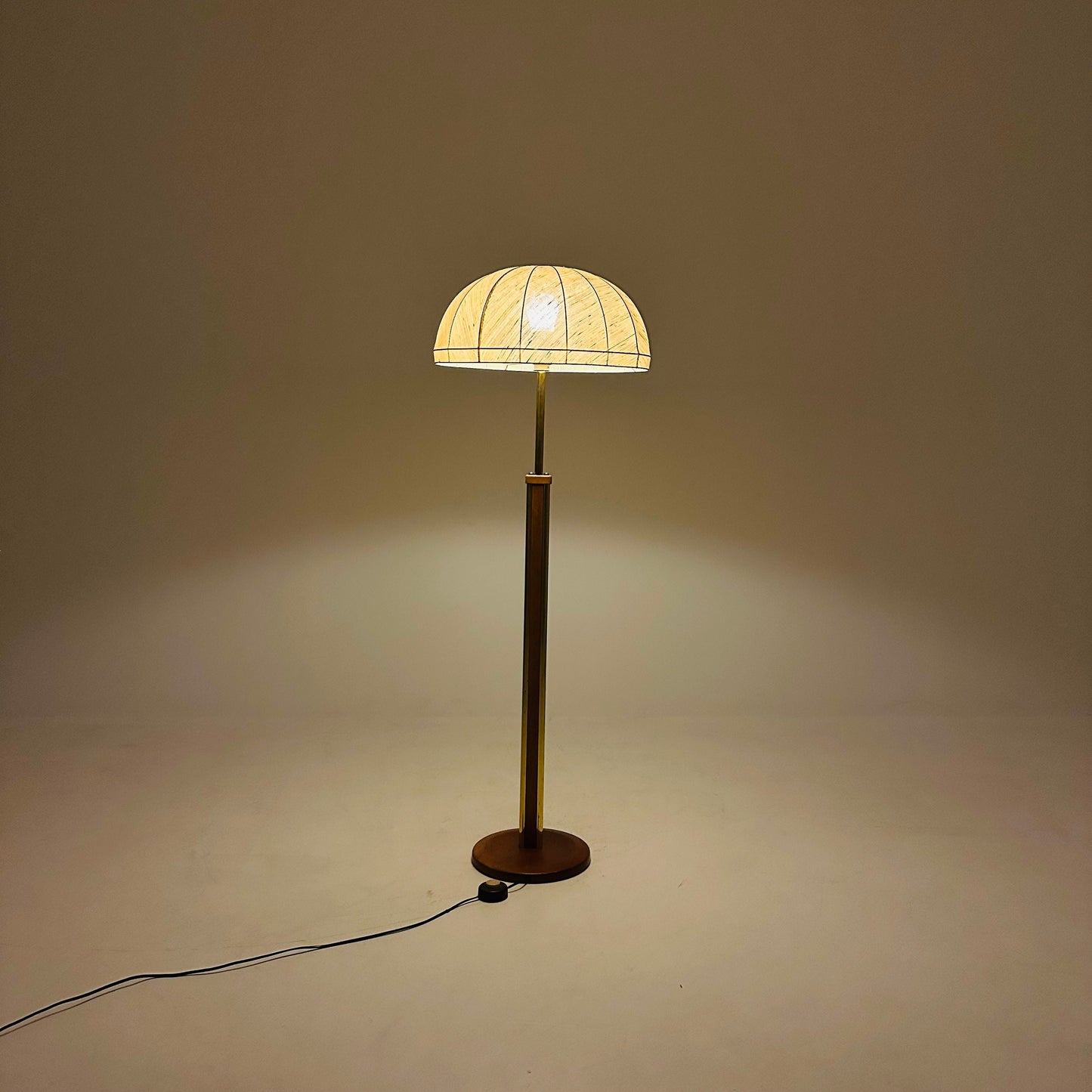 Midcentury floor lamp brass and wood Scandinavian Swedish from the 1950s