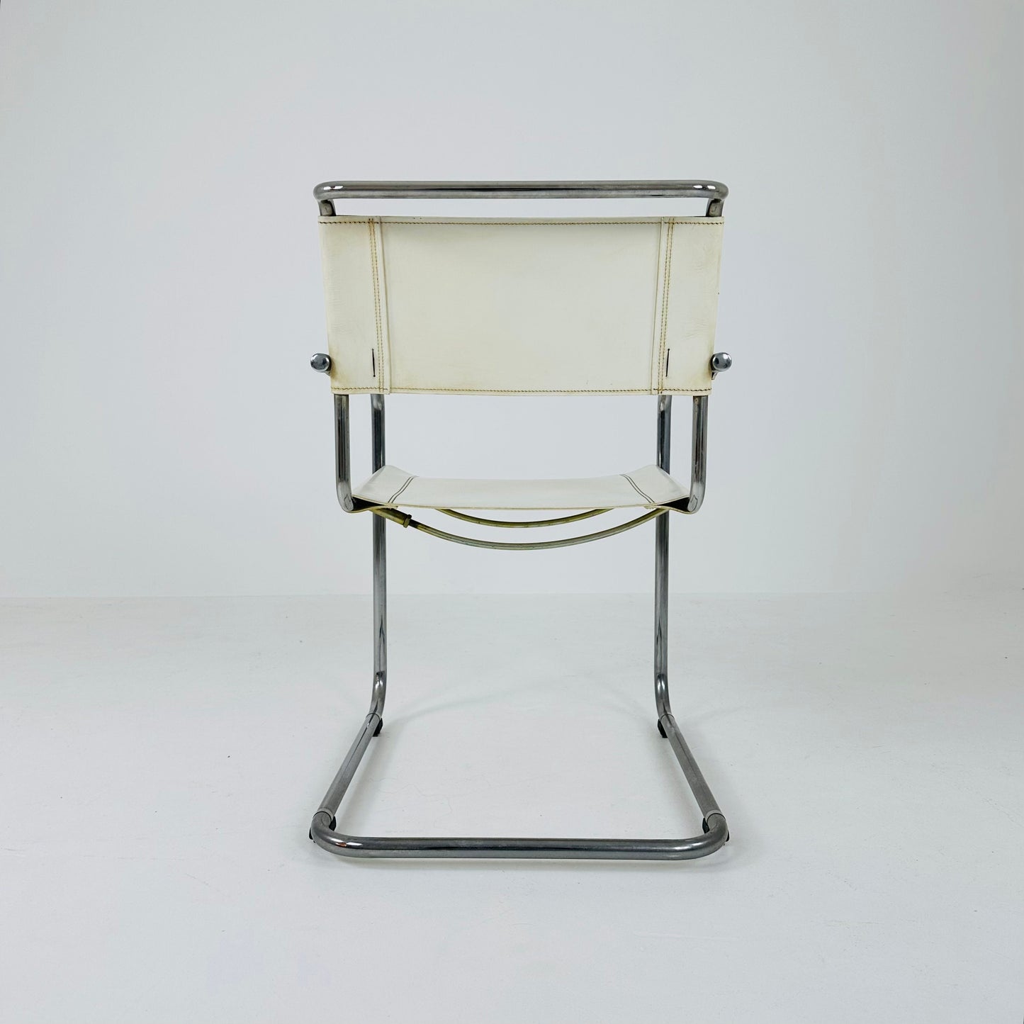 Original Bauhaus S34 cantilever chair in white leather by Mart Stam for Thonet, 1970,