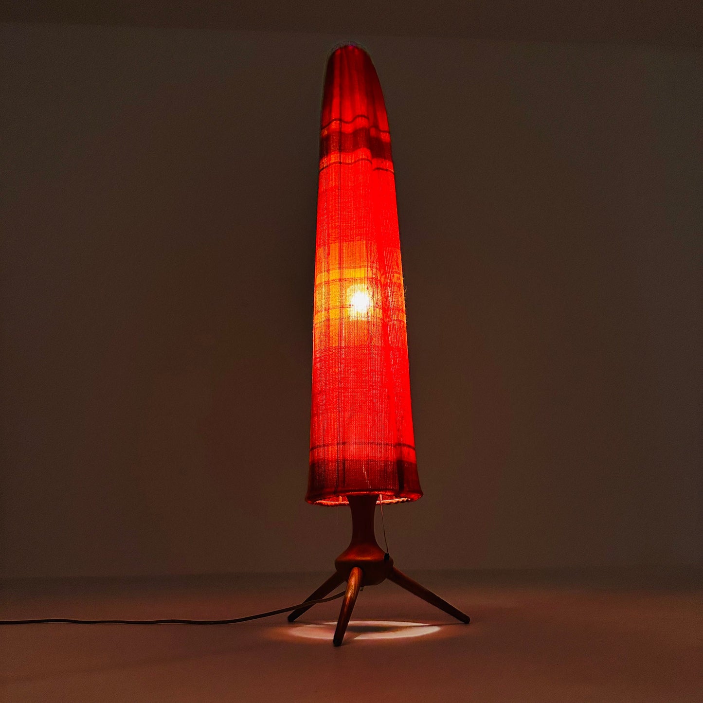 Mid-Century teak -fabric Tripod floor Lamp, 1960s