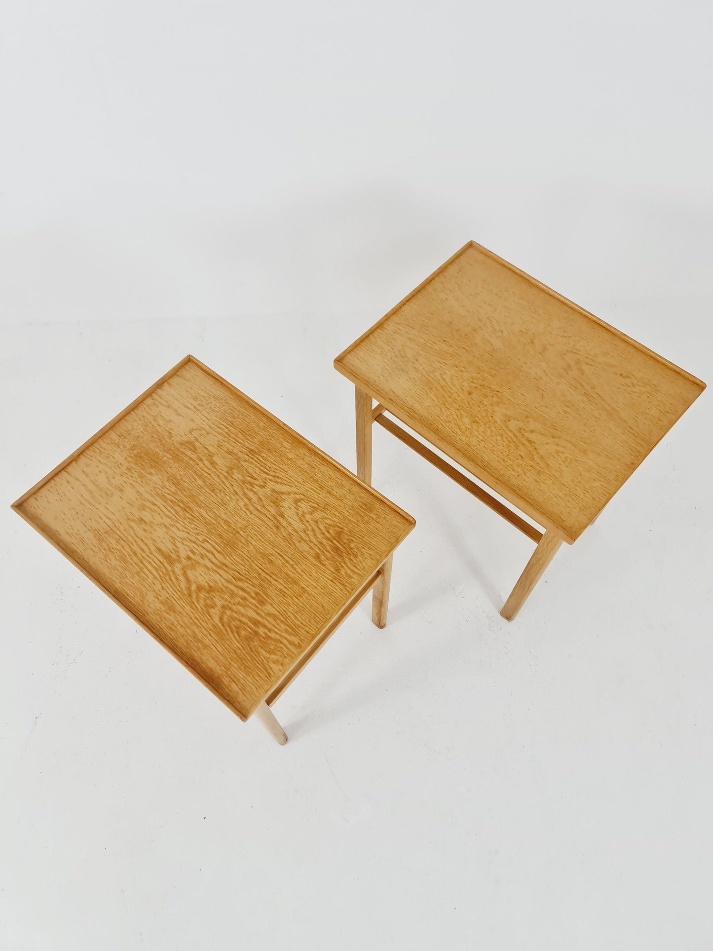 Pair of Midcentury Swedish solid oak Vintage Side table/ Bedside table by Swedish Möbel Industri, 1960s