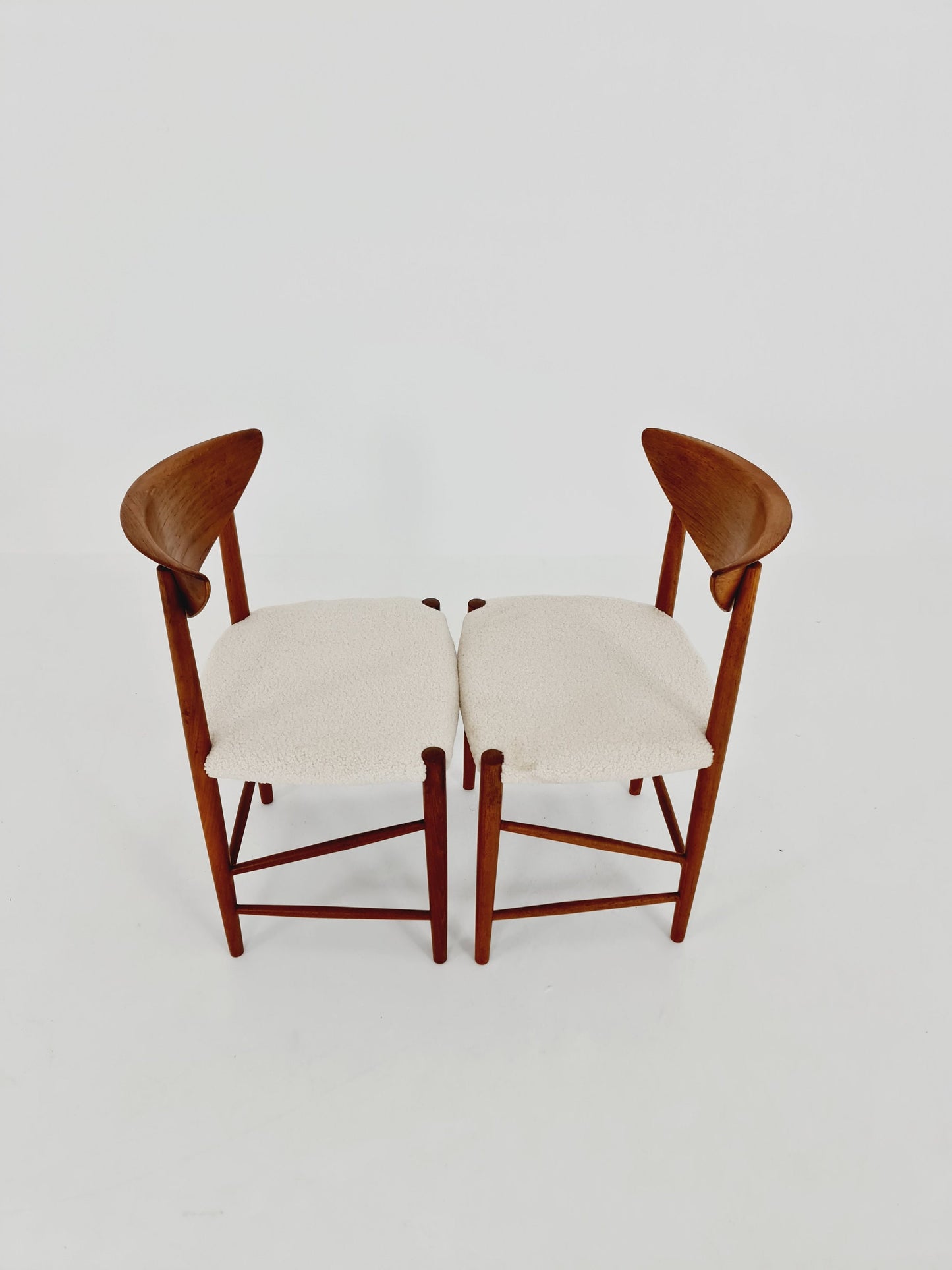 Vintage Mid Century teak +Teddy farbic dining chairs By Peter Hvidt & Orla Molgaard-Nielsen, 1960s, Set of 2