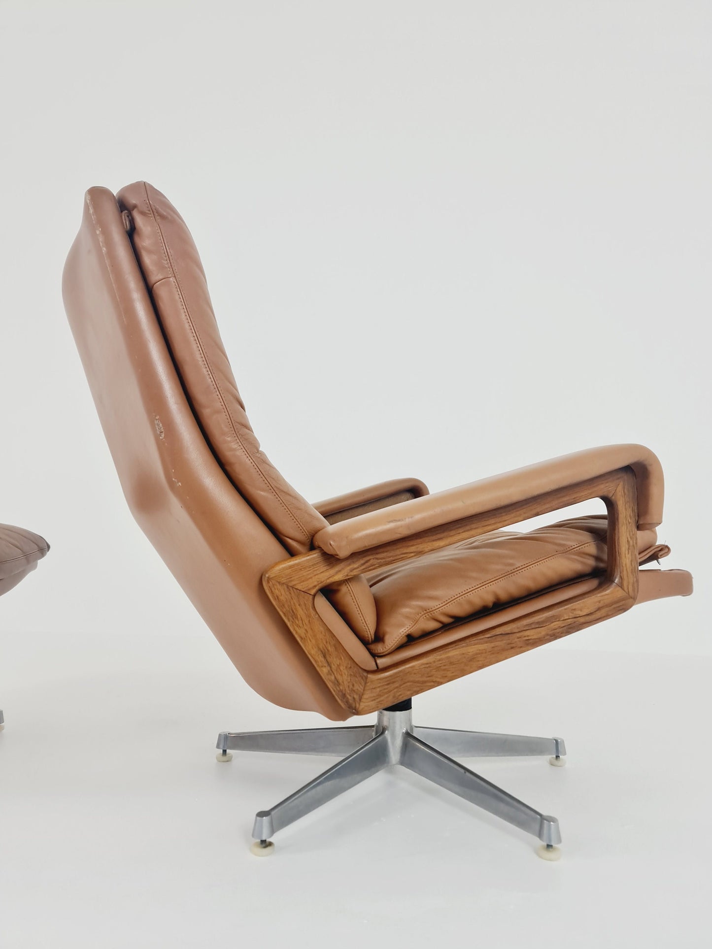 Midcentury Loungechair + ottoman by Andre Vanenbrouck for strässle Switzerland , 1970s
