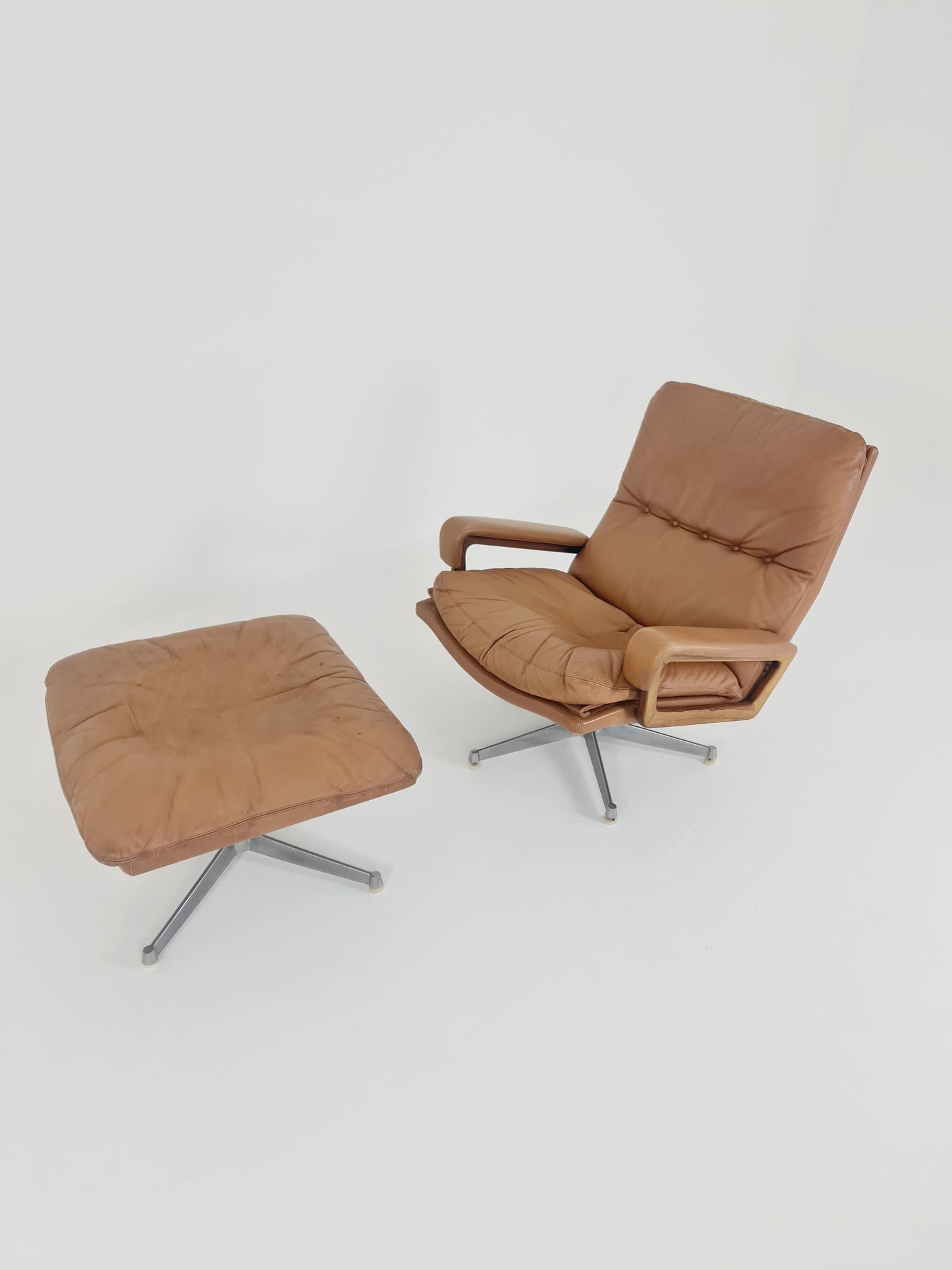 Midcentury Loungechair + ottoman by Andre Vanenbrouck for strässle Switzerland , 1970s