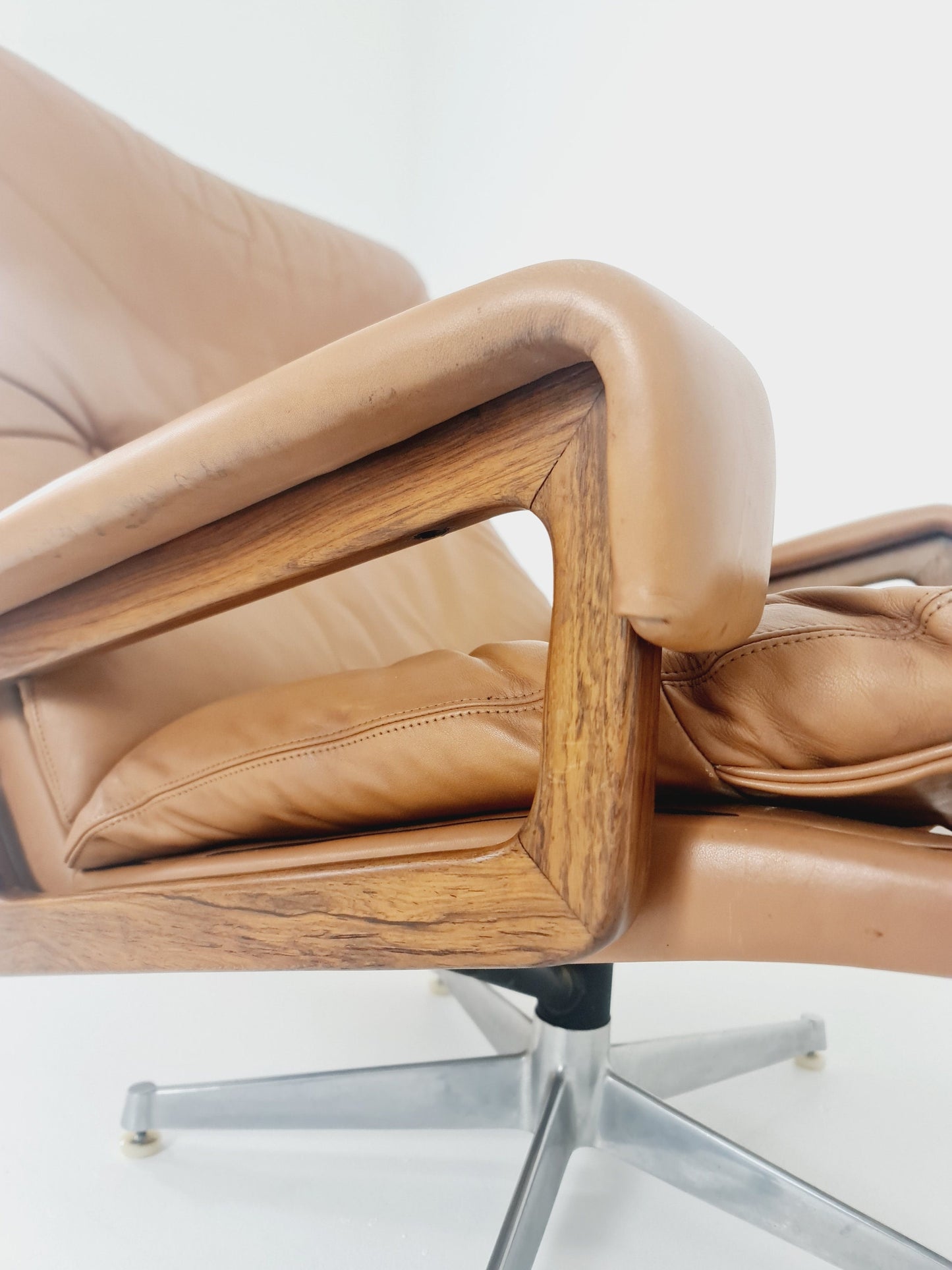 Midcentury Loungechair + ottoman by Andre Vanenbrouck for strässle Switzerland , 1970s