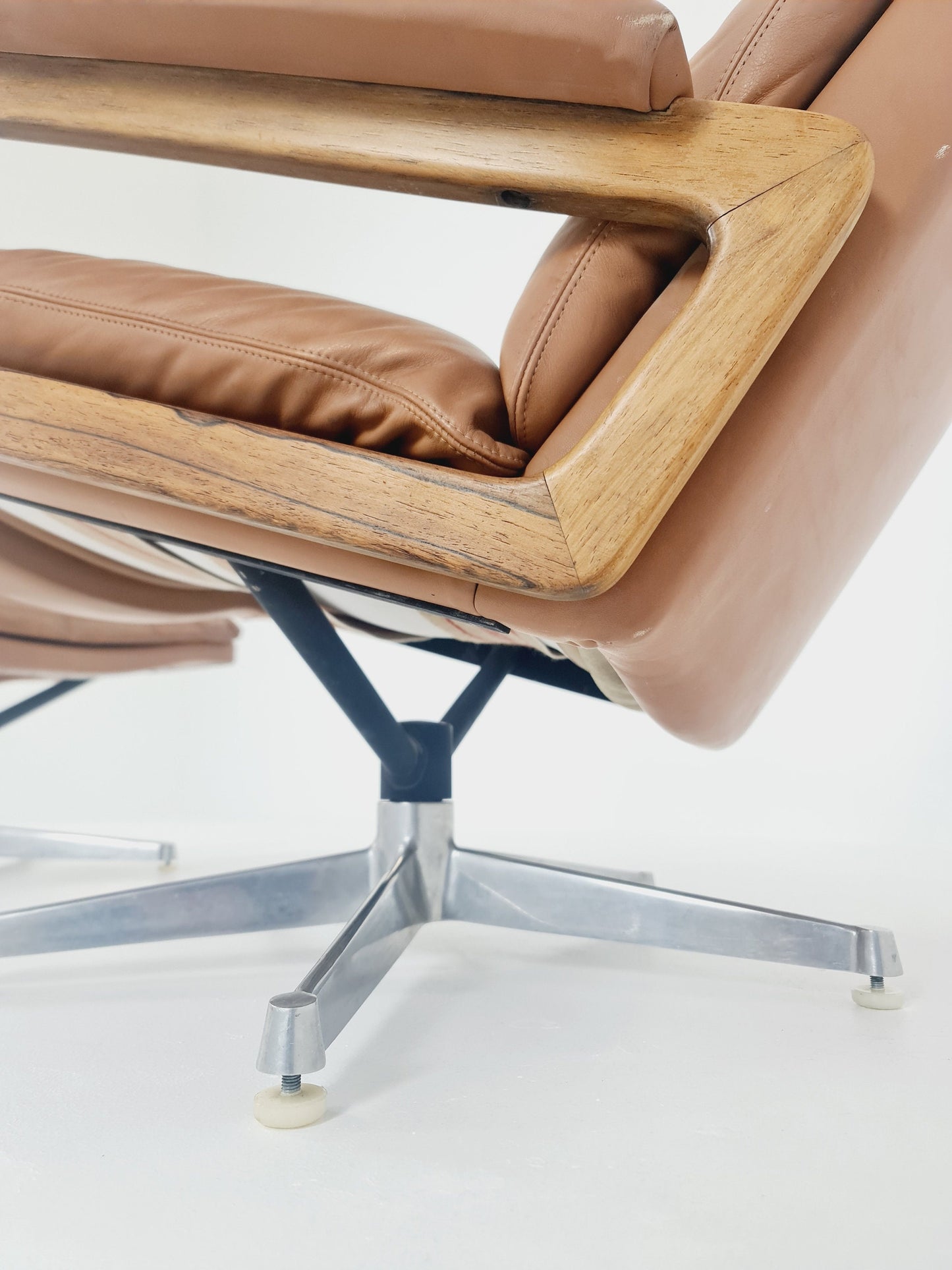 Midcentury Loungechair + ottoman by Andre Vanenbrouck for strässle Switzerland , 1970s