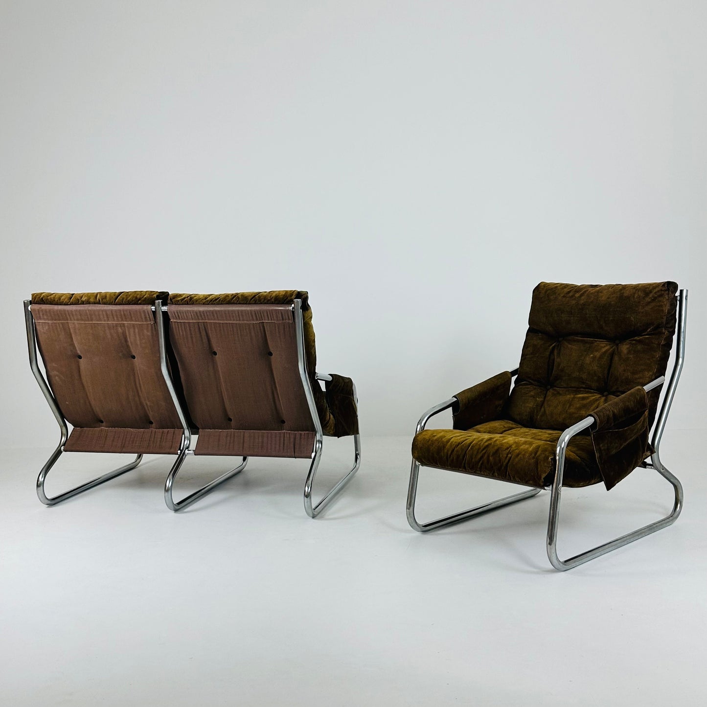 Mid century Armchair and sofa set By Gillis Lundgren Ikea Sweden 1970s