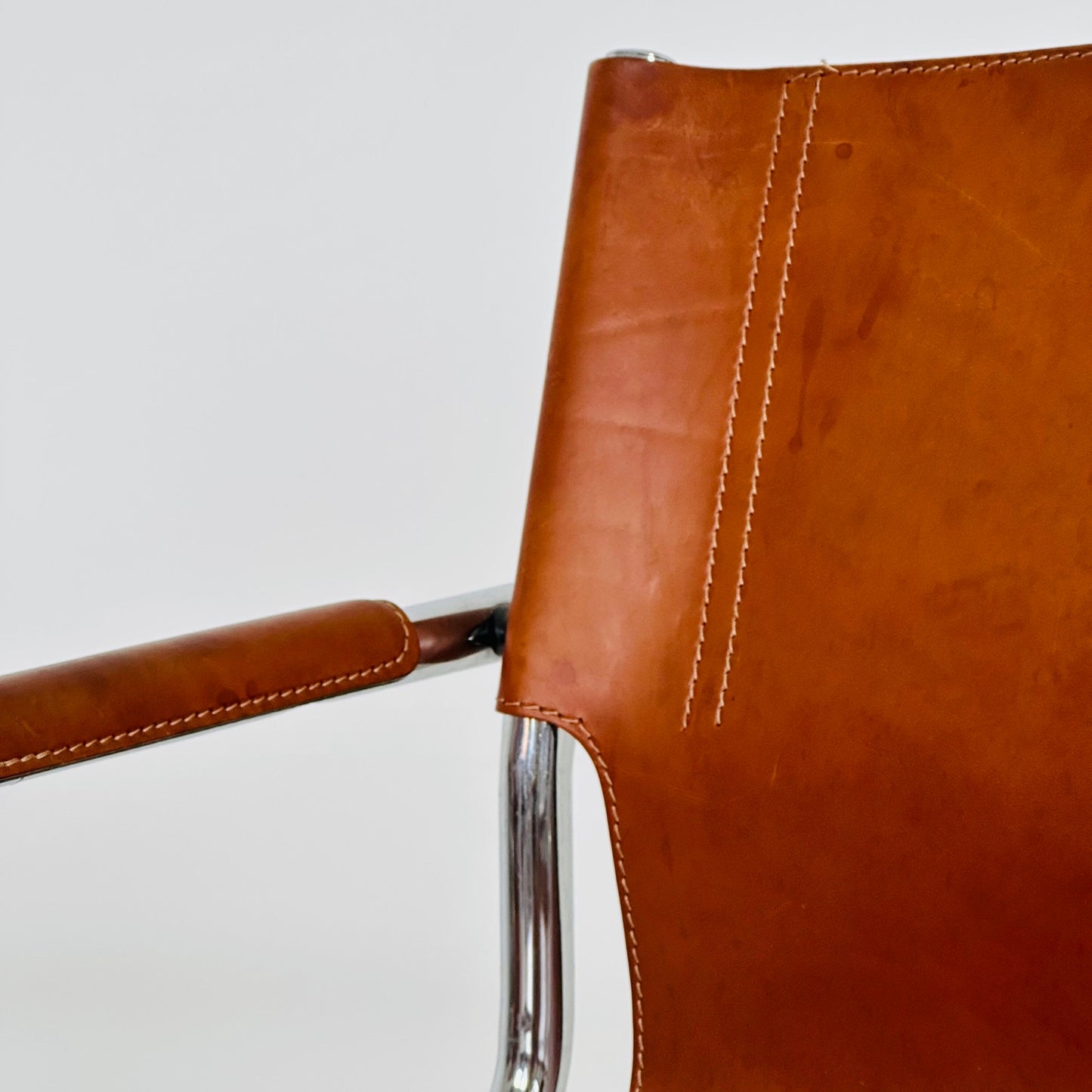 set of 4 Matteo Grassi original Bauhaus design Visitor model Chair cognac Leather 1970s