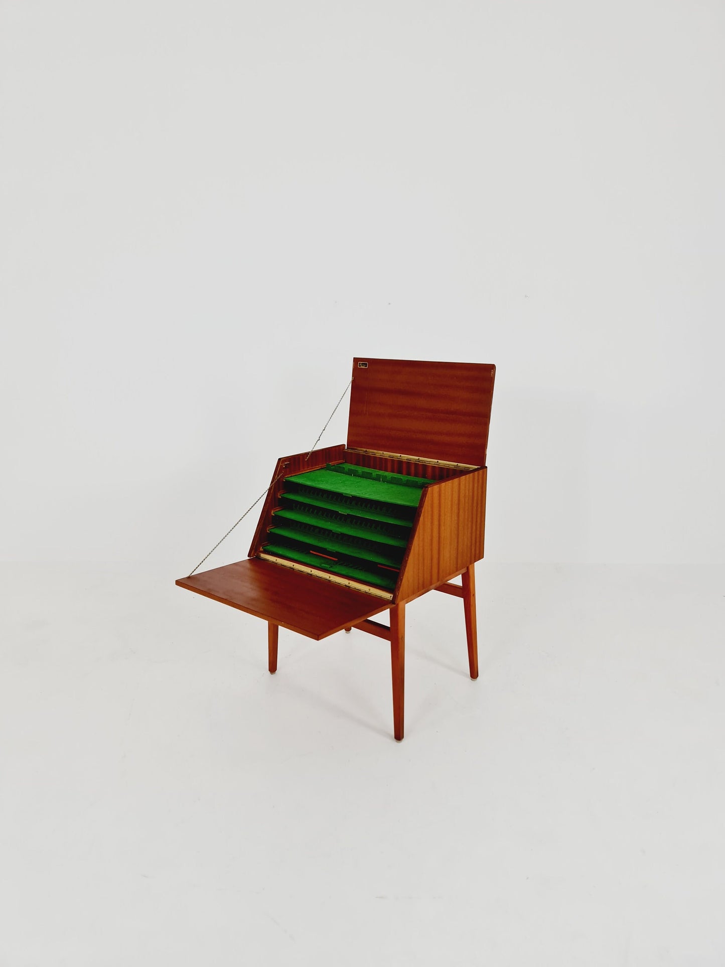 Mid century Swedish Mahagnoy Cutlery Cabinet without Cutlery Set by Stig Bolaget, Malmö, 1960s