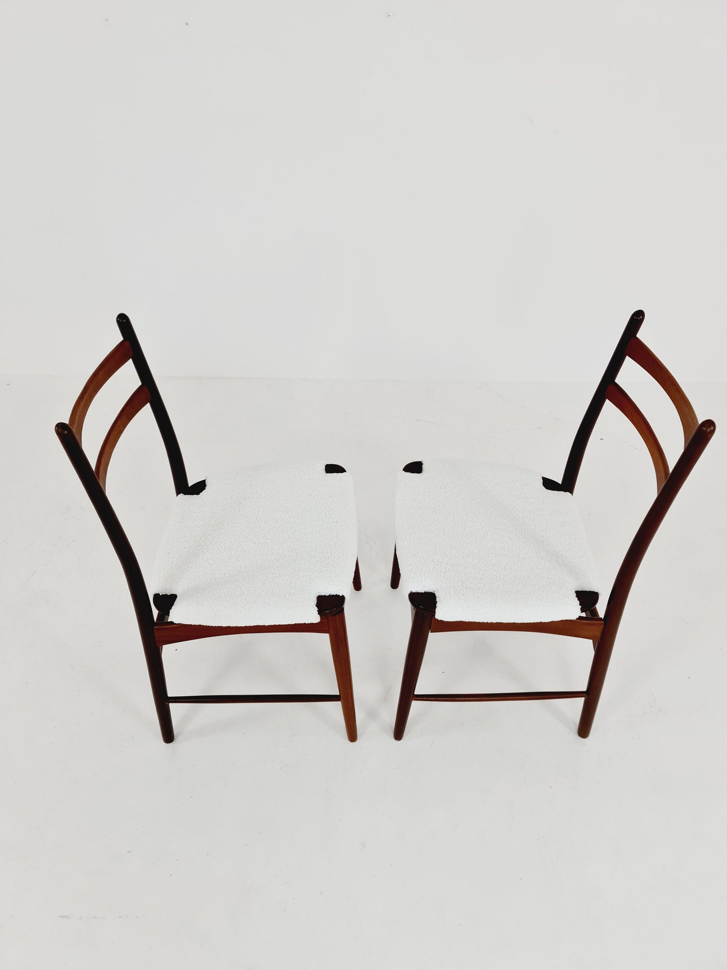 German teak & Teddy Fabric dining chair by Georg Leowald for wilkhan 1960s,set of 2