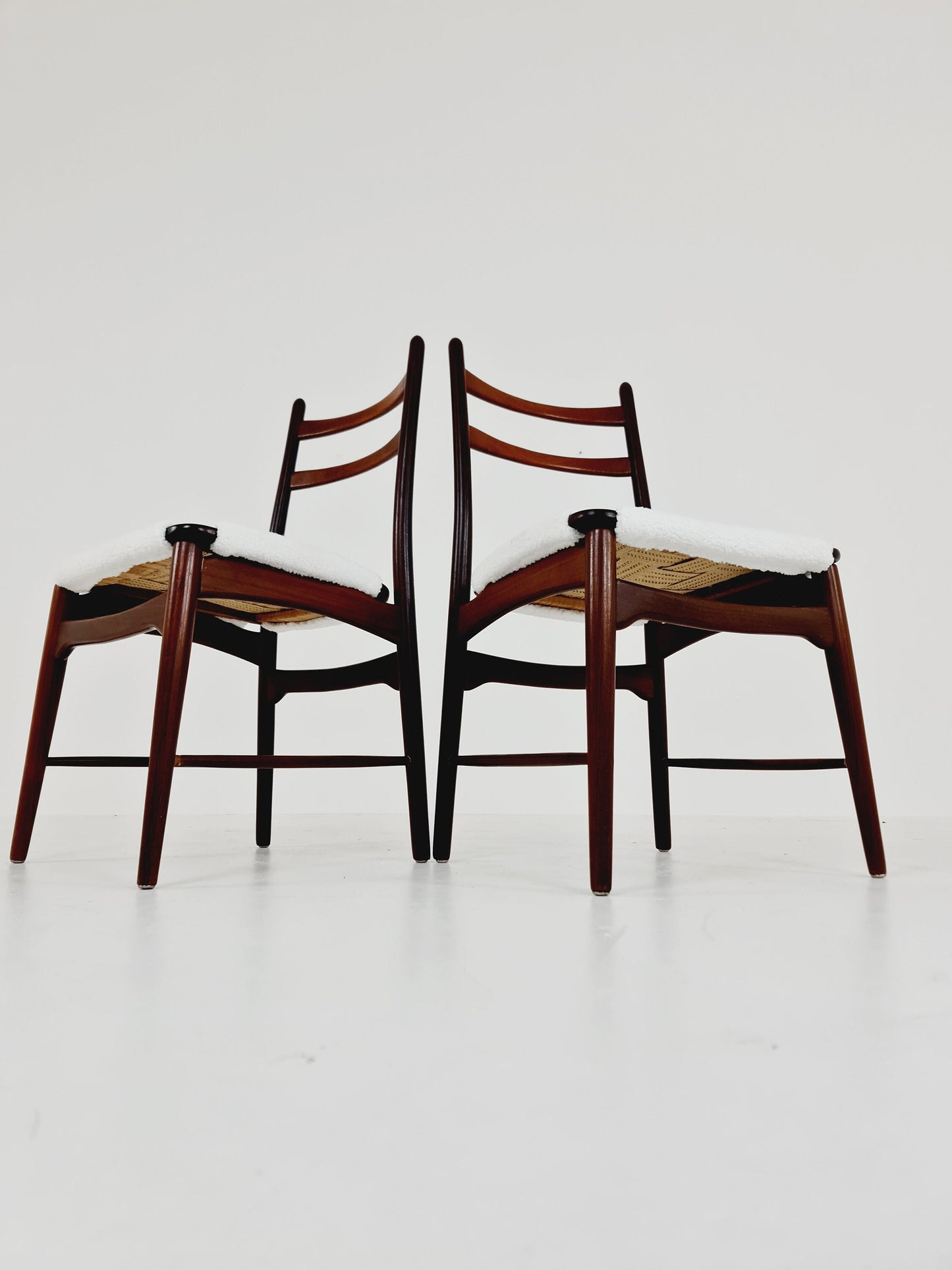 German teak & Teddy Fabric dining chair by Georg Leowald for wilkhan 1960s,set of 2