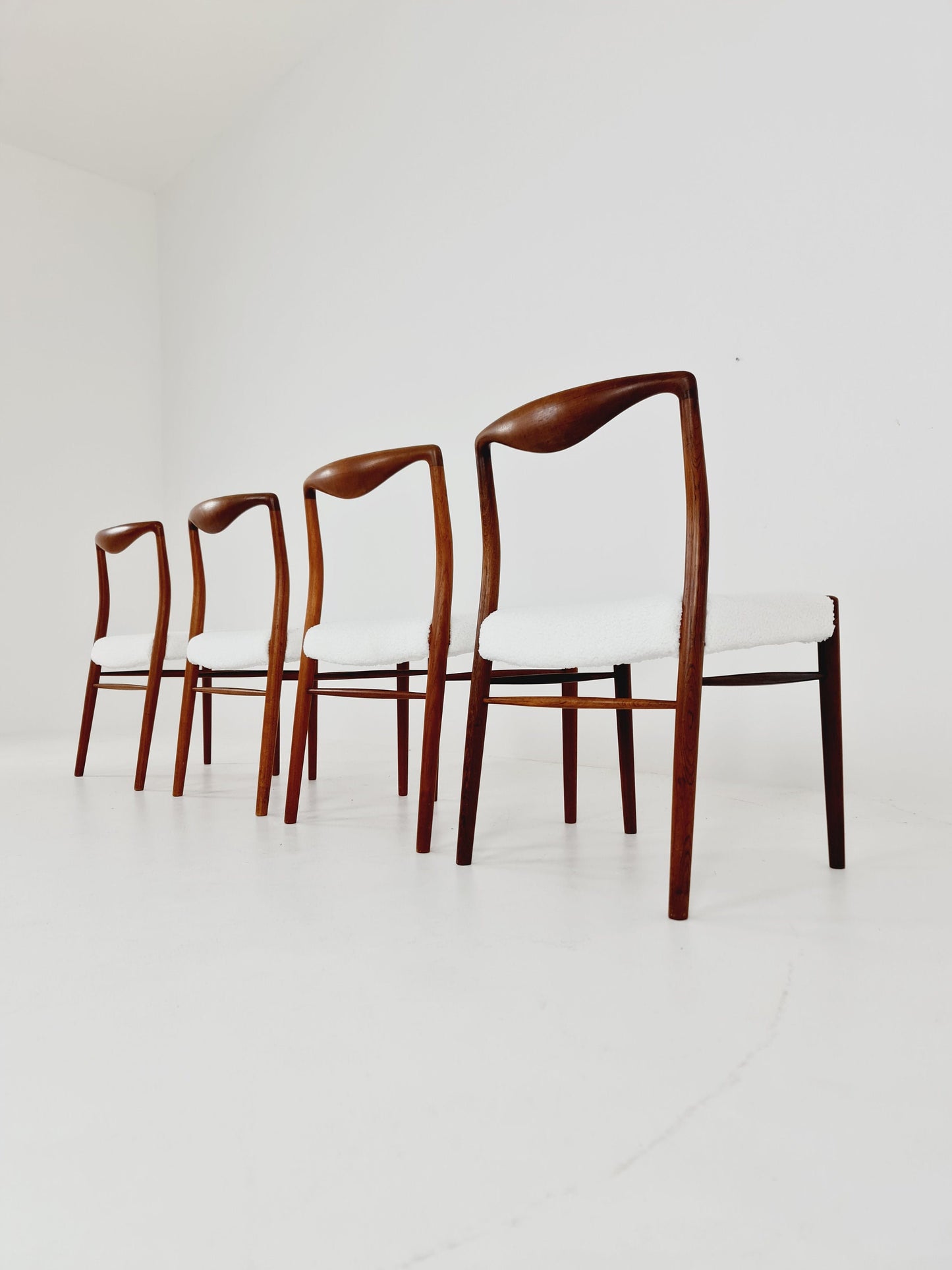 Mid Century Dansih Teak and Fabric chair by Kai Lyngfeldt Larsen , 1960s Set of 4