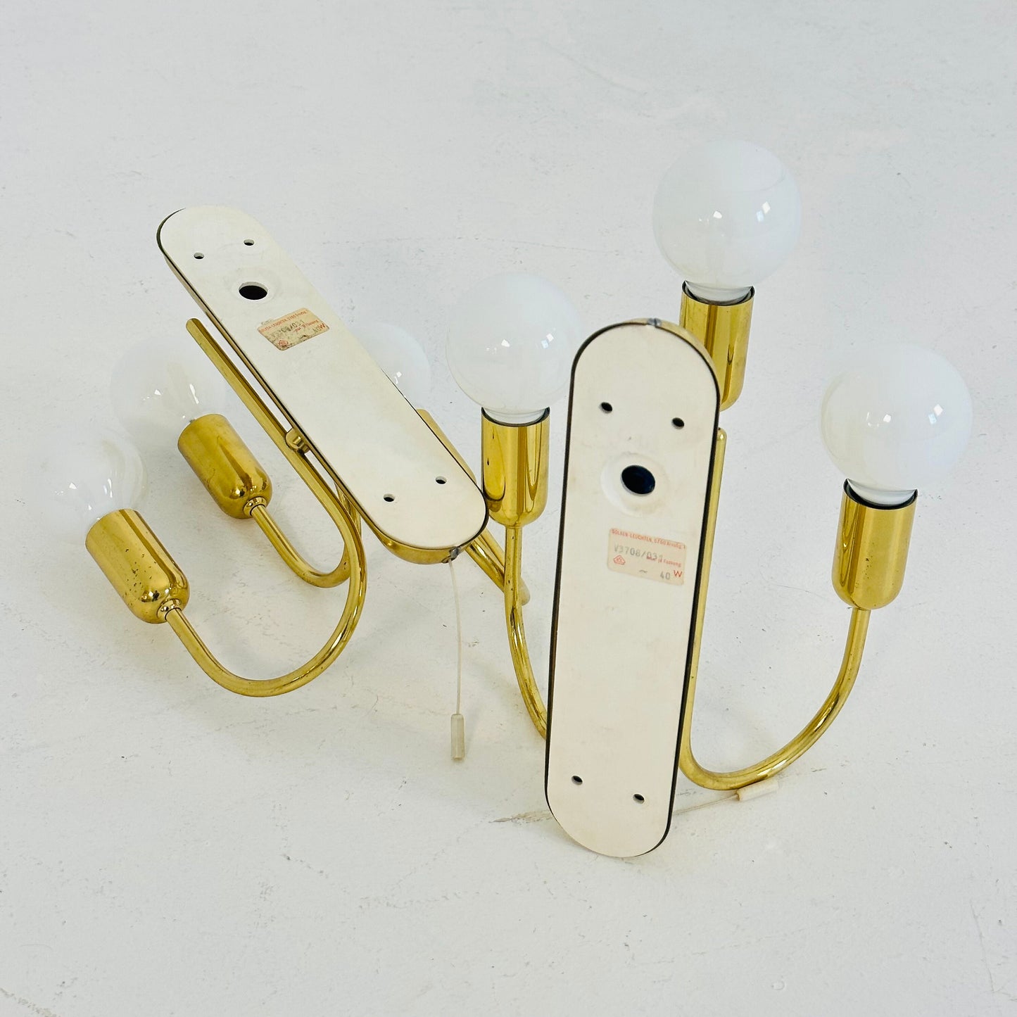 set of 2 Golden brass wall lamps in the style of Schulz, 1970s,Germany