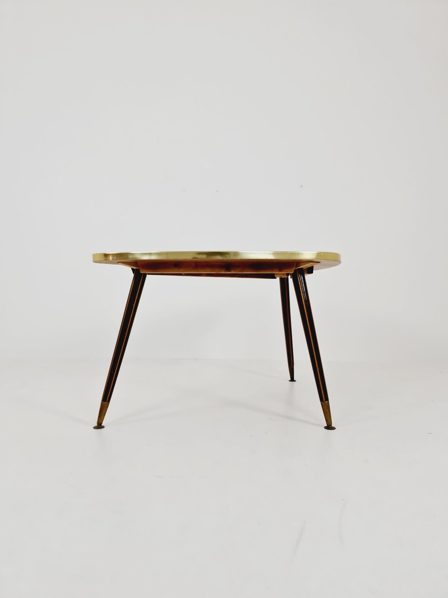 German Mid-Century Tripod Glass & Brass Coffee Table 1950s