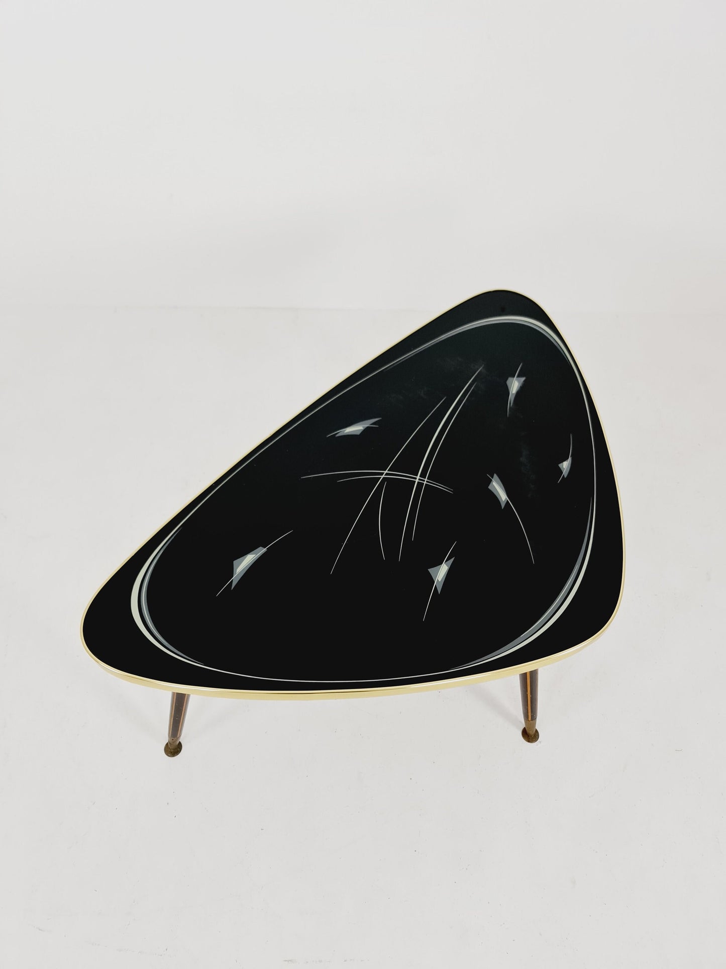German Mid-Century Tripod Glass & Brass Coffee Table 1950s