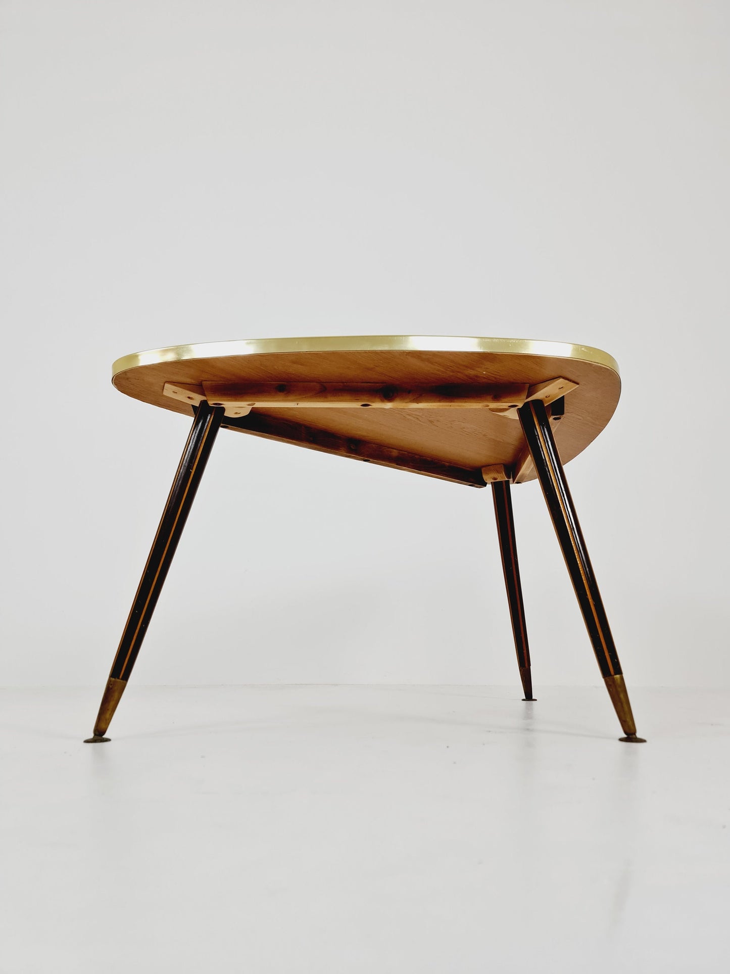 German Mid-Century Tripod Glass & Brass Coffee Table 1950s