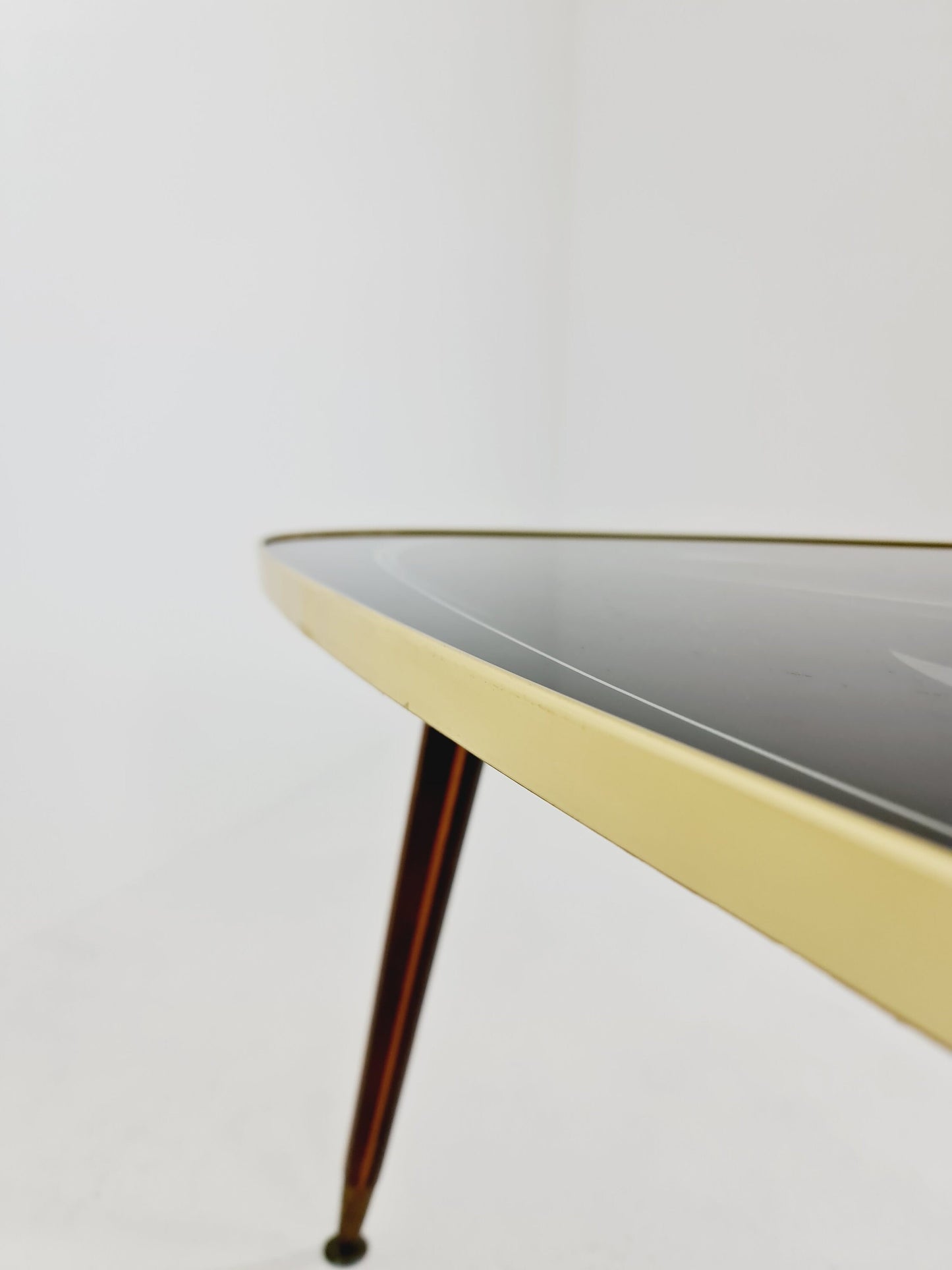 German Mid-Century Tripod Glass & Brass Coffee Table 1950s