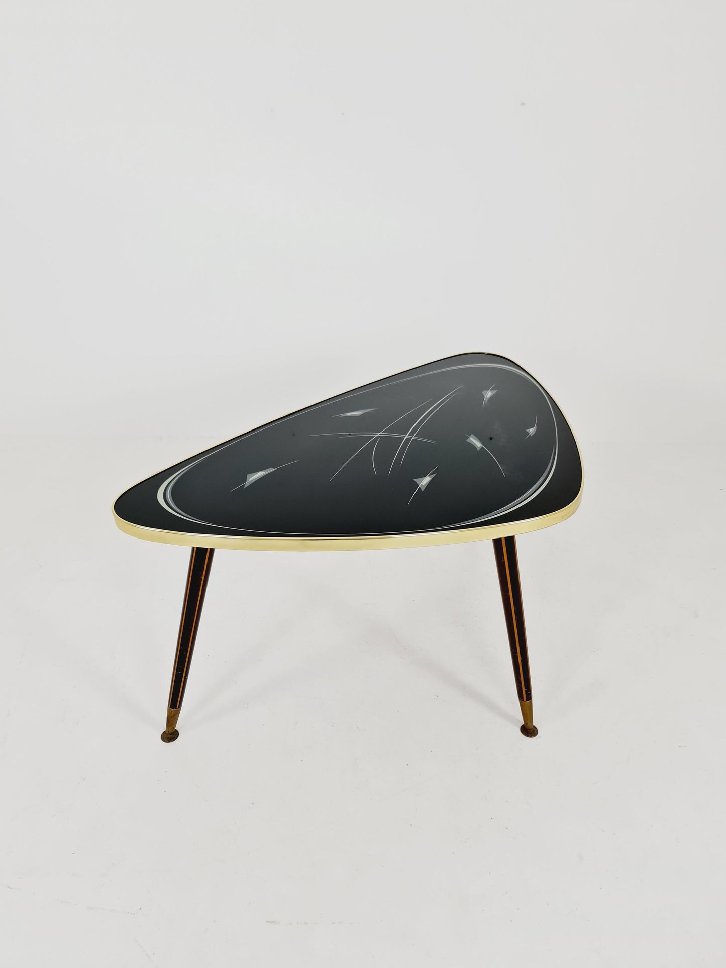 German Mid-Century Tripod Glass & Brass Coffee Table 1950s
